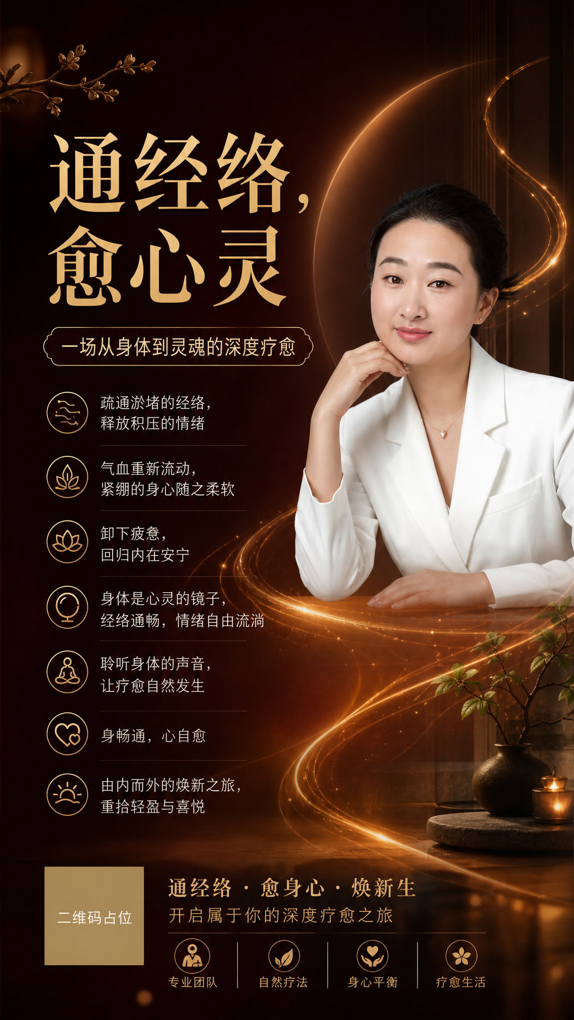 高端女性疗愈宣传海报，写实商业摄影风格，高端大气，有女性特点，… - 图片创意预览
