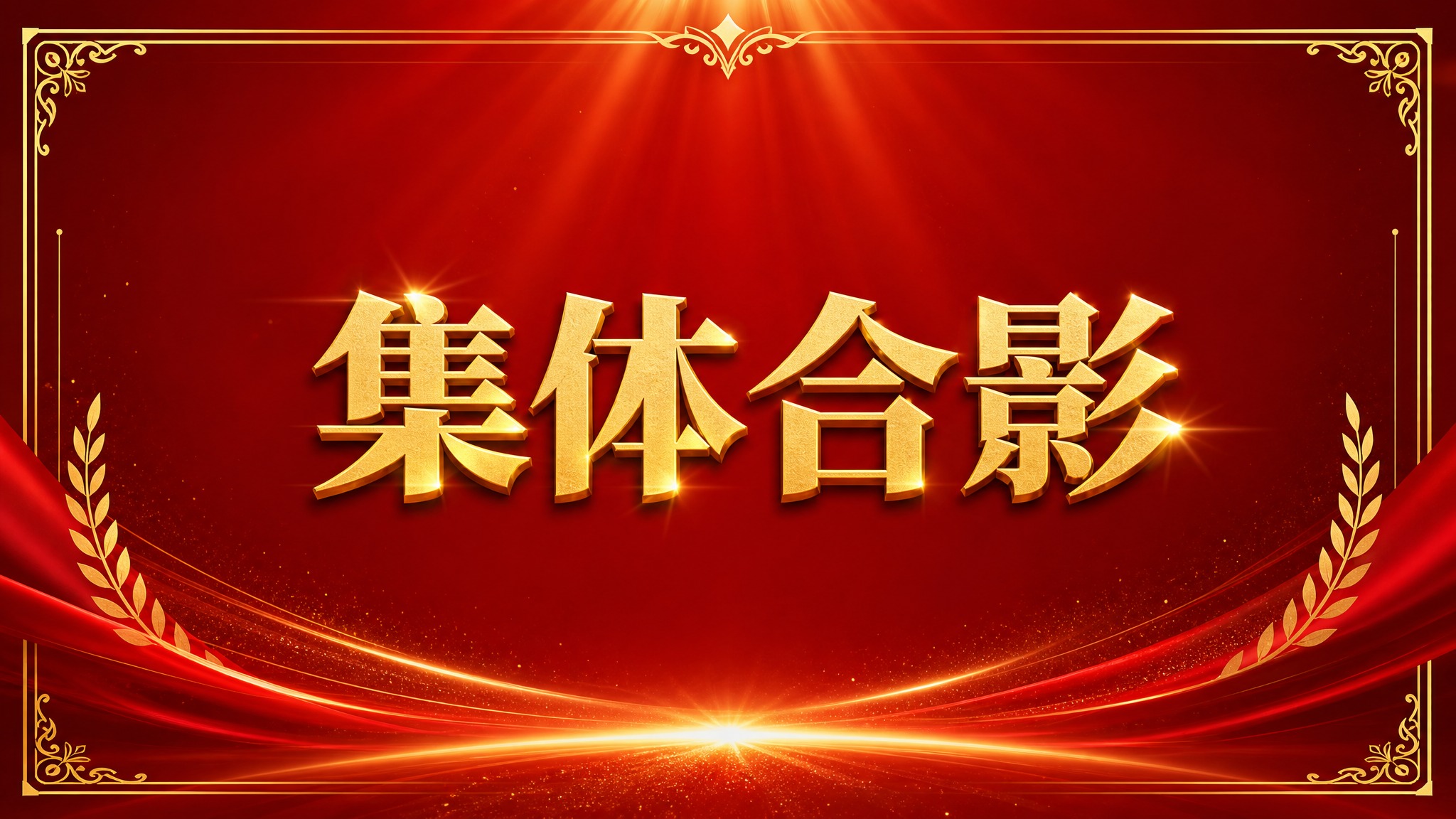 教师节颁奖典礼PPT集体合影页，红色霸气风格，深红色渐变背景配… - 图片创意预览