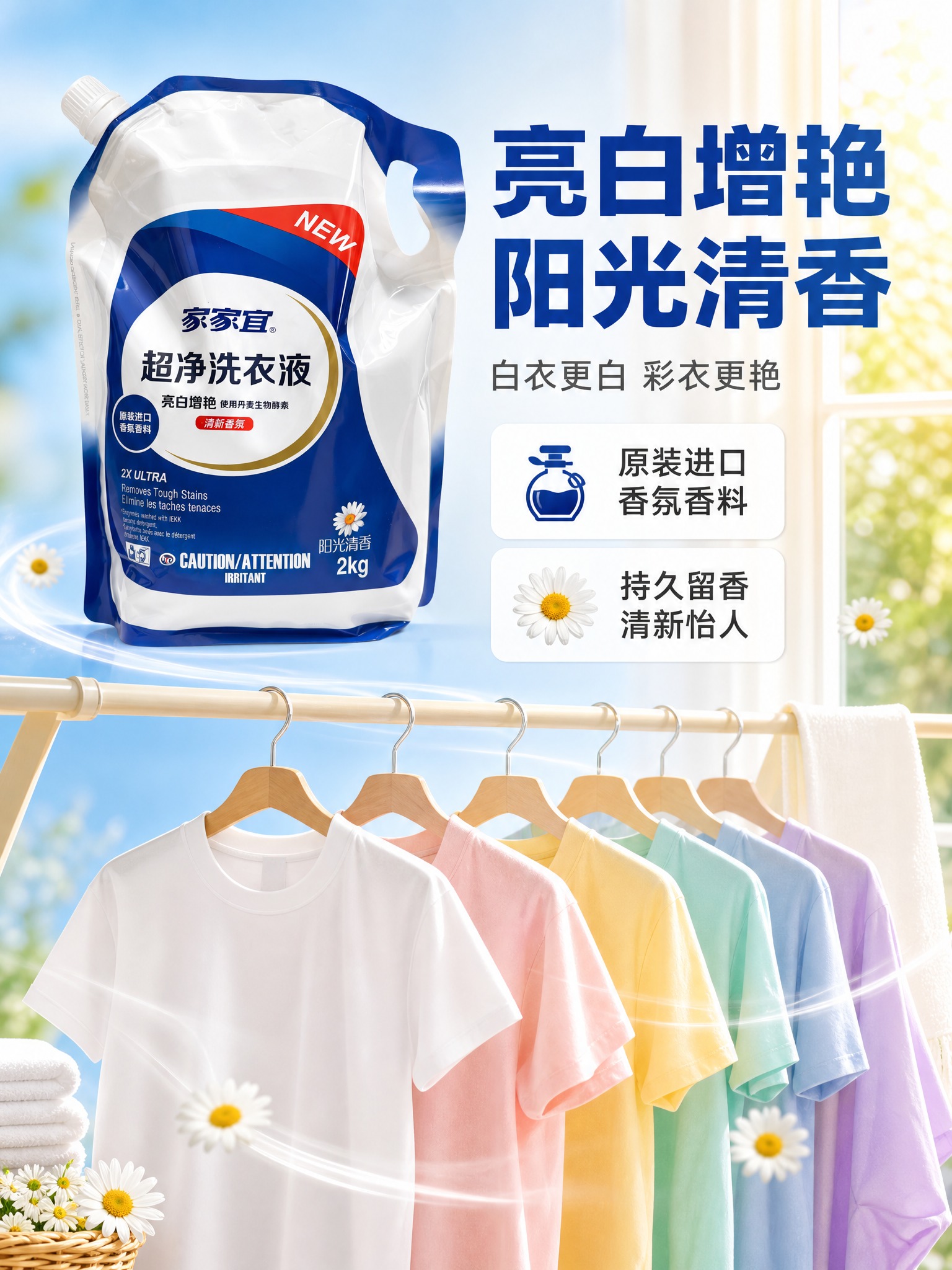 [主图-3] 亮白增艳效果与香氛品质图，突出衣物洗护后效果和进… - 图片创意预览