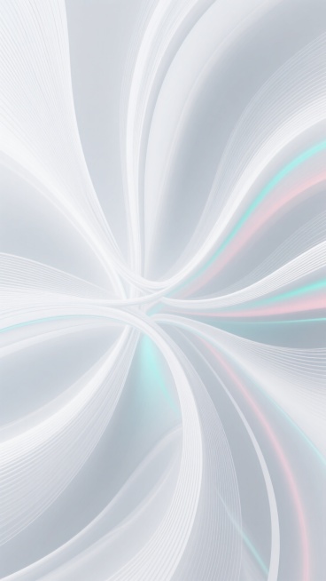 3D渲染风格的抽象背景设计，画面由流畅飘逸的曲线和波浪形线条构成，线条呈现出柔和的渐变白色与浅灰色调，光影效果细腻，高光与阴影过渡自然，营造出轻盈、现代、极简的氛围。线条以中心发散或交错缠绕的方式形成不同的纹路结构，部分区域线条密集呈现放射状，部分区域线条舒展形成流动感，整体构图具有强烈的视觉引导性和空间层次感。采用简约而富有设计感的配色方案，除了主色调的白色和浅灰色外，可融入淡蓝色、淡粉色、……预览效果