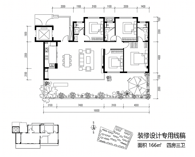 在此基础上，帮我把承重墙通过填充黑色重点标记出来