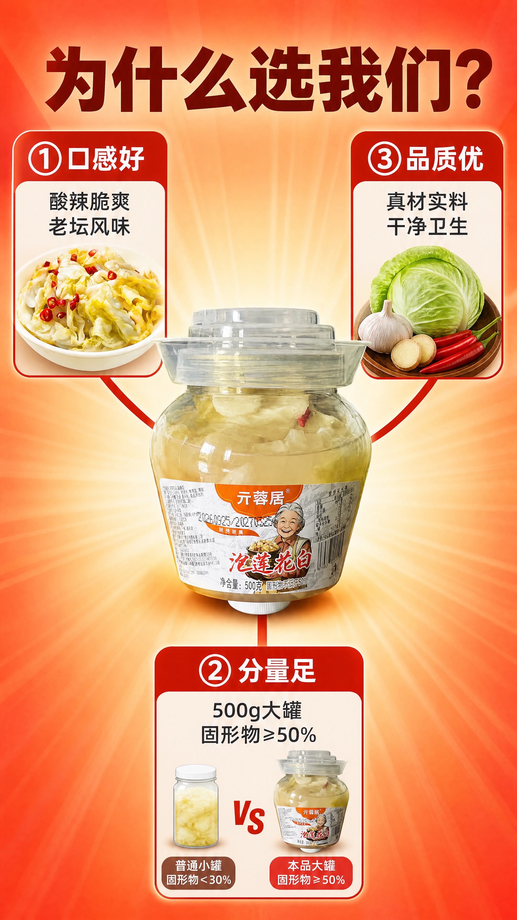 [商品] 使用【图1】元蓉居泡莲花白500g罐装泡菜；保留罐身… - 图片创意预览