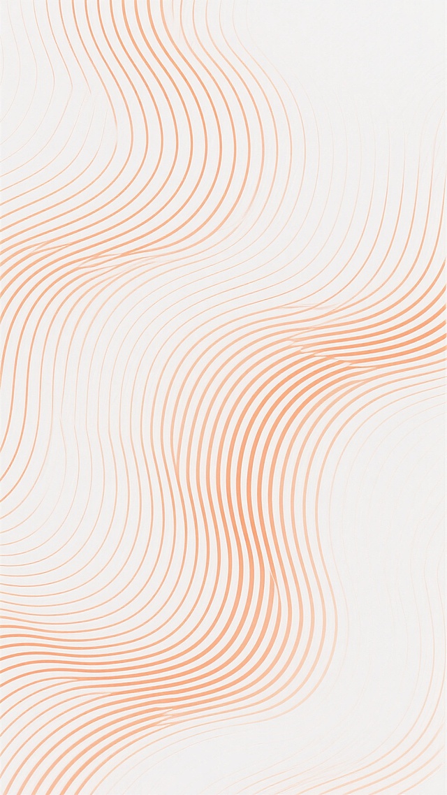 纹理图案，由细密平行线条构成，线条呈现流畅的波浪状扭曲形态，整体形成柔和的曲线韵律感，背景为纯净的白色，线条颜色改为温暖的橙色，线条排列紧密且均匀，保持原有的波浪扭曲结构和疏密变化，画面具有极简的抽象艺术风格，线条边缘清晰锐利，无渐变过渡，整体视觉效果呈现出动态的流动感和规律的节奏感。