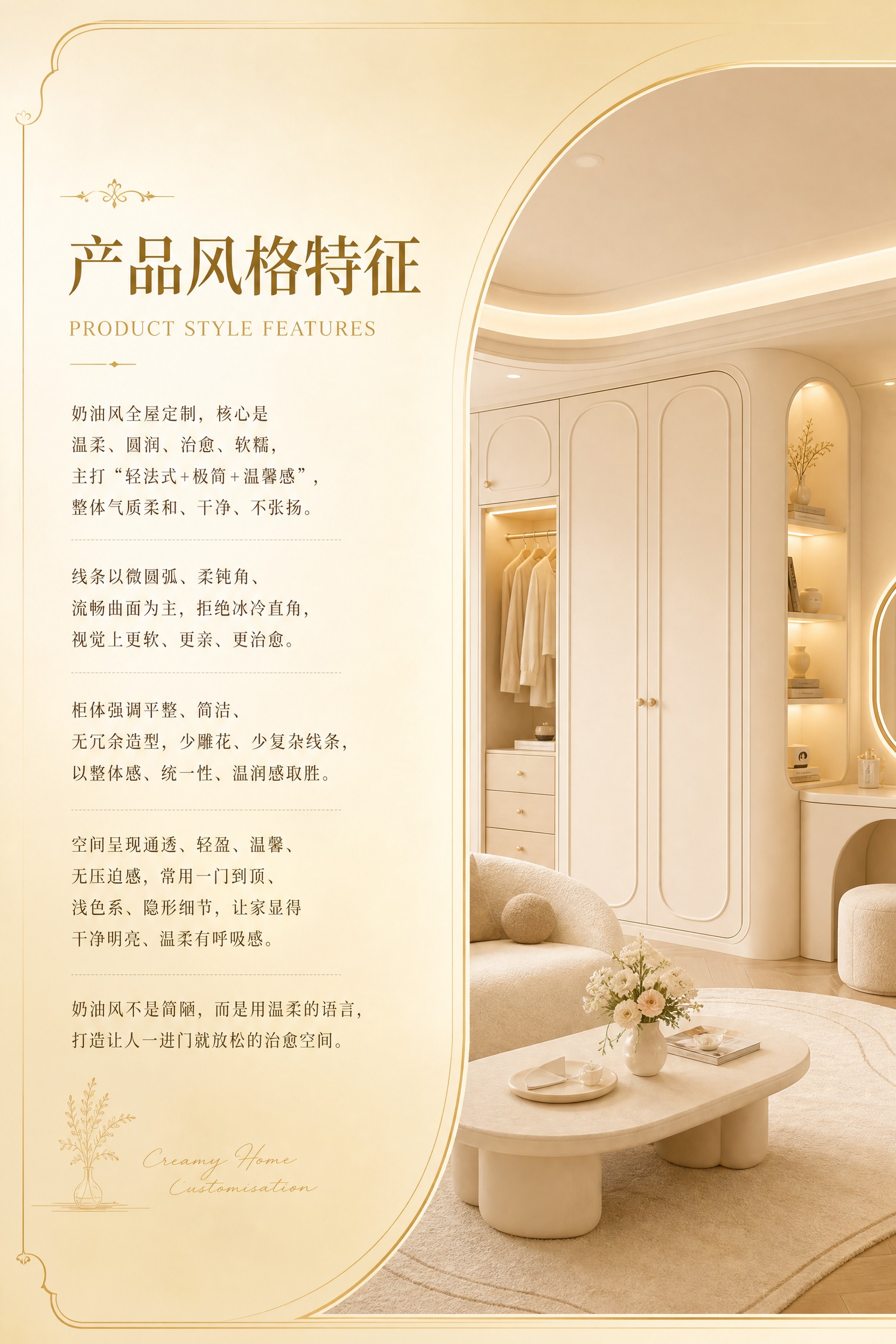 画册内页设计，竖版20cm*30cm，金黄色调，奶油风全屋定制… - 图片创意预览