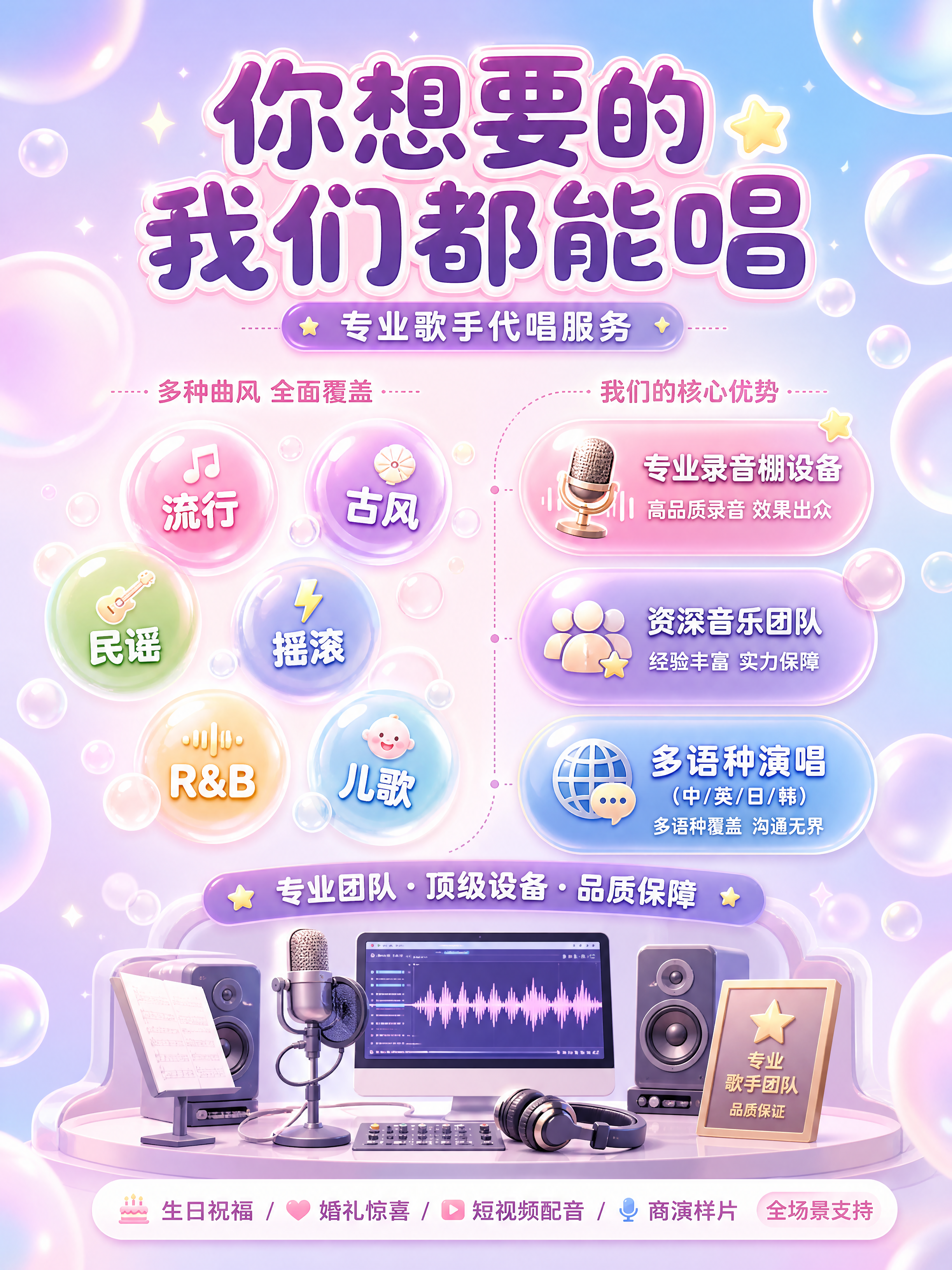 [商品] 歌手代唱服务，非实物服务类商品；多种曲风语种场景全覆… - 图片创意预览