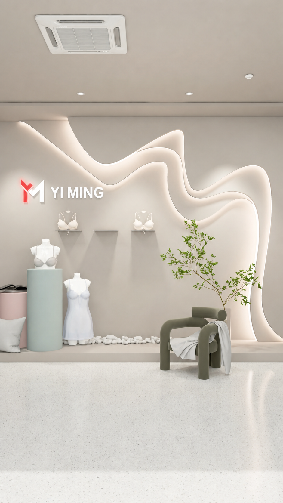 将图中墙上的英文“FANDECIE”替换为“YI MING”，… - 图片创意预览