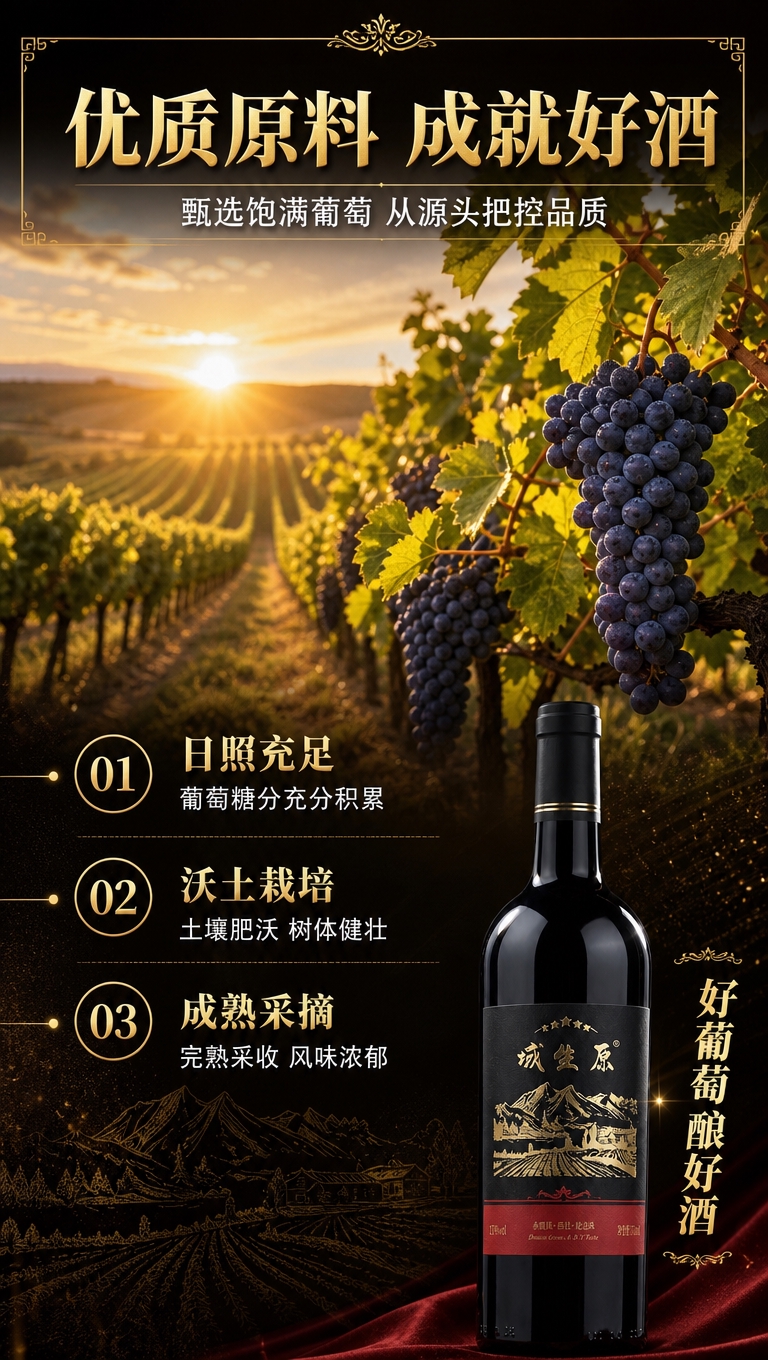 [商品] 使用【图1】域生原干红葡萄酒瓶身；保留所有酒标文字与… - 图片创意预览