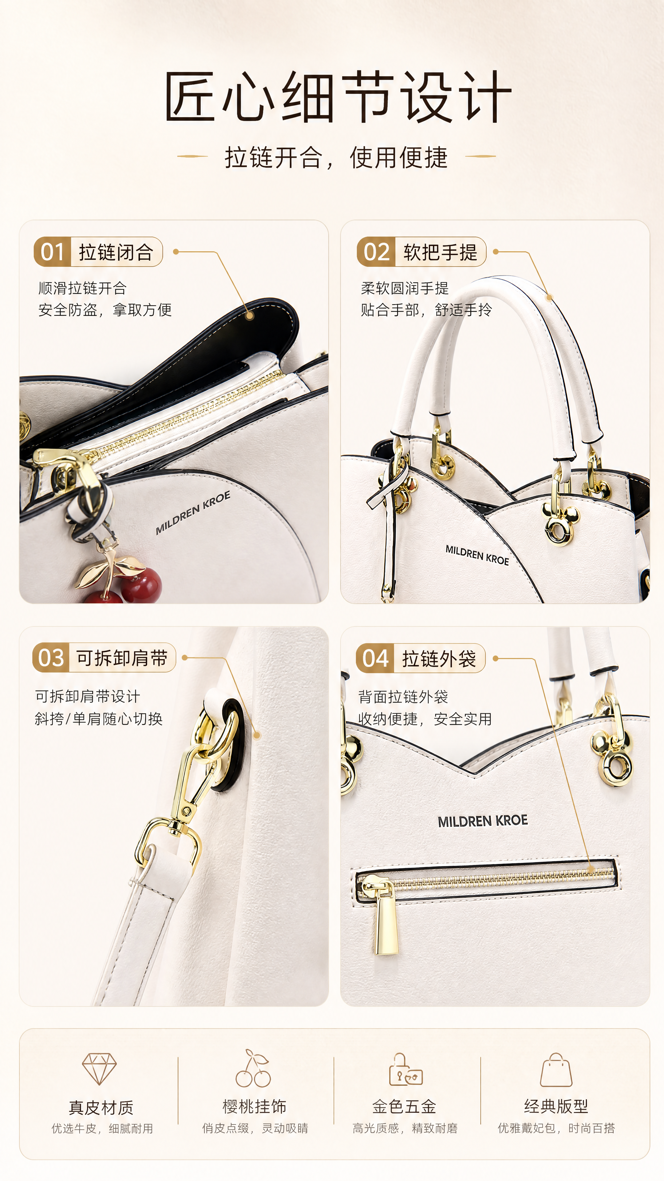 [商品] 使用【图1】米白色MILDREN KROE MK真皮… - 图片创意预览