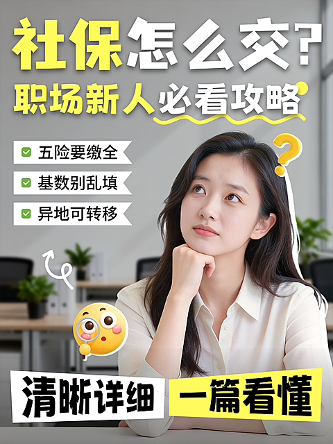 保险社保攻略职场人像办公室大字小红书封面配图