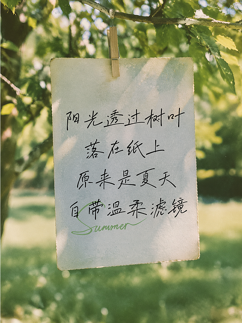 情感语录夏日清新复古胶片感便签小红书封面