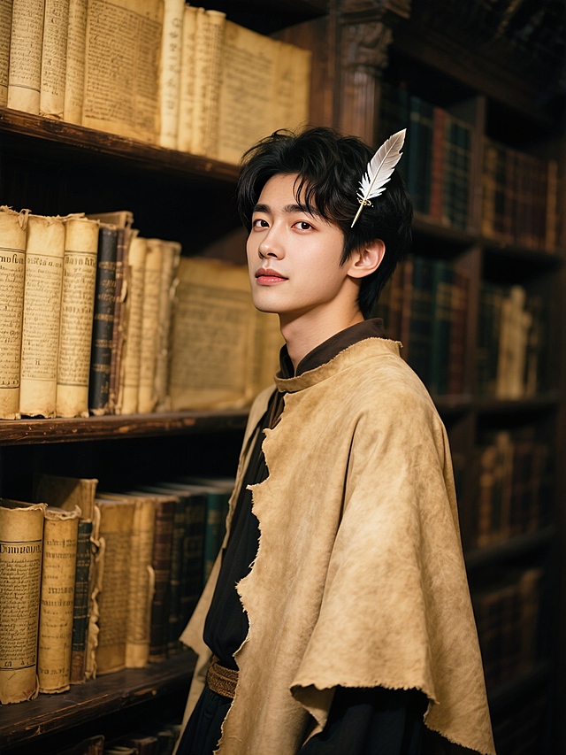 🧙‍♂️魔法图书馆！持羽毛笔簪长袍帅哥来袭！