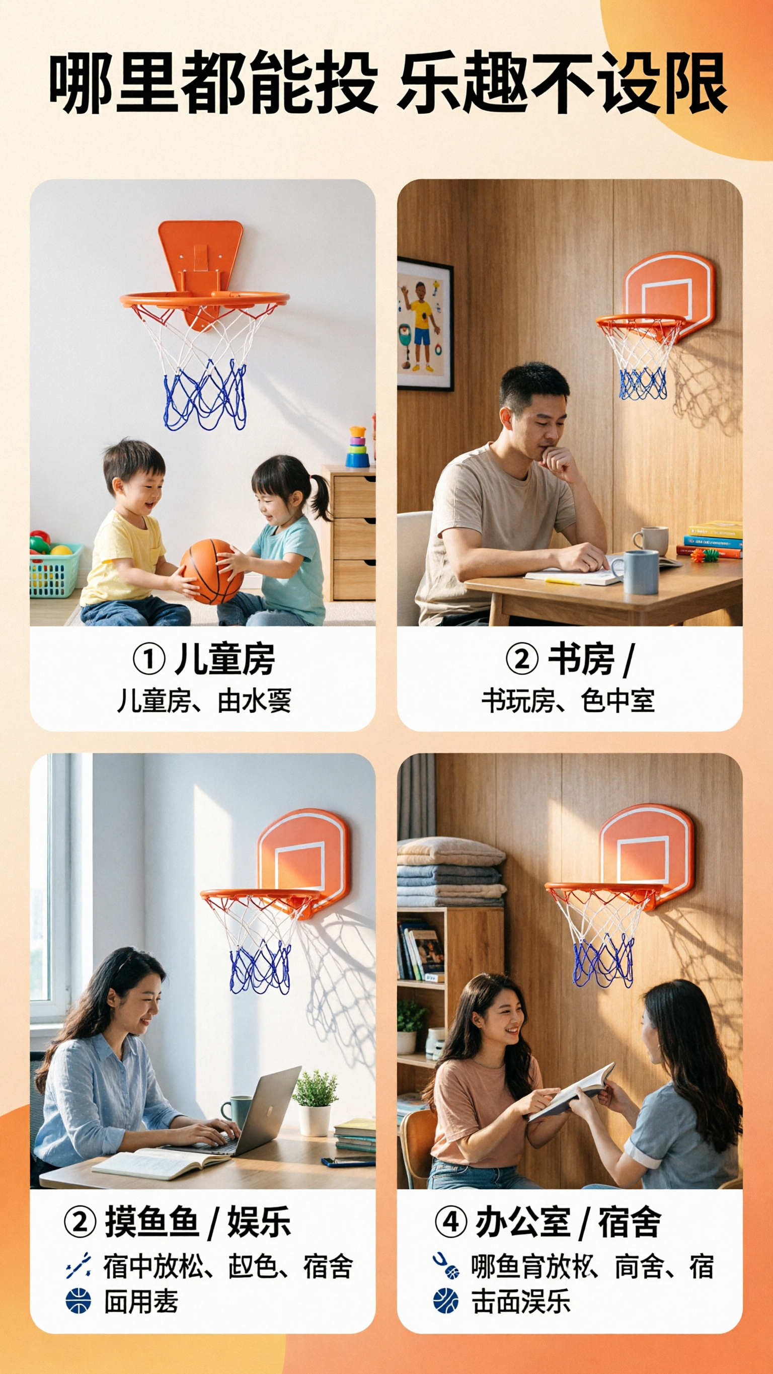 [商品] 使用【图1】橙色挂墙式迷你篮球框；保留橙色挂板、篮筐… - 图片创意预览