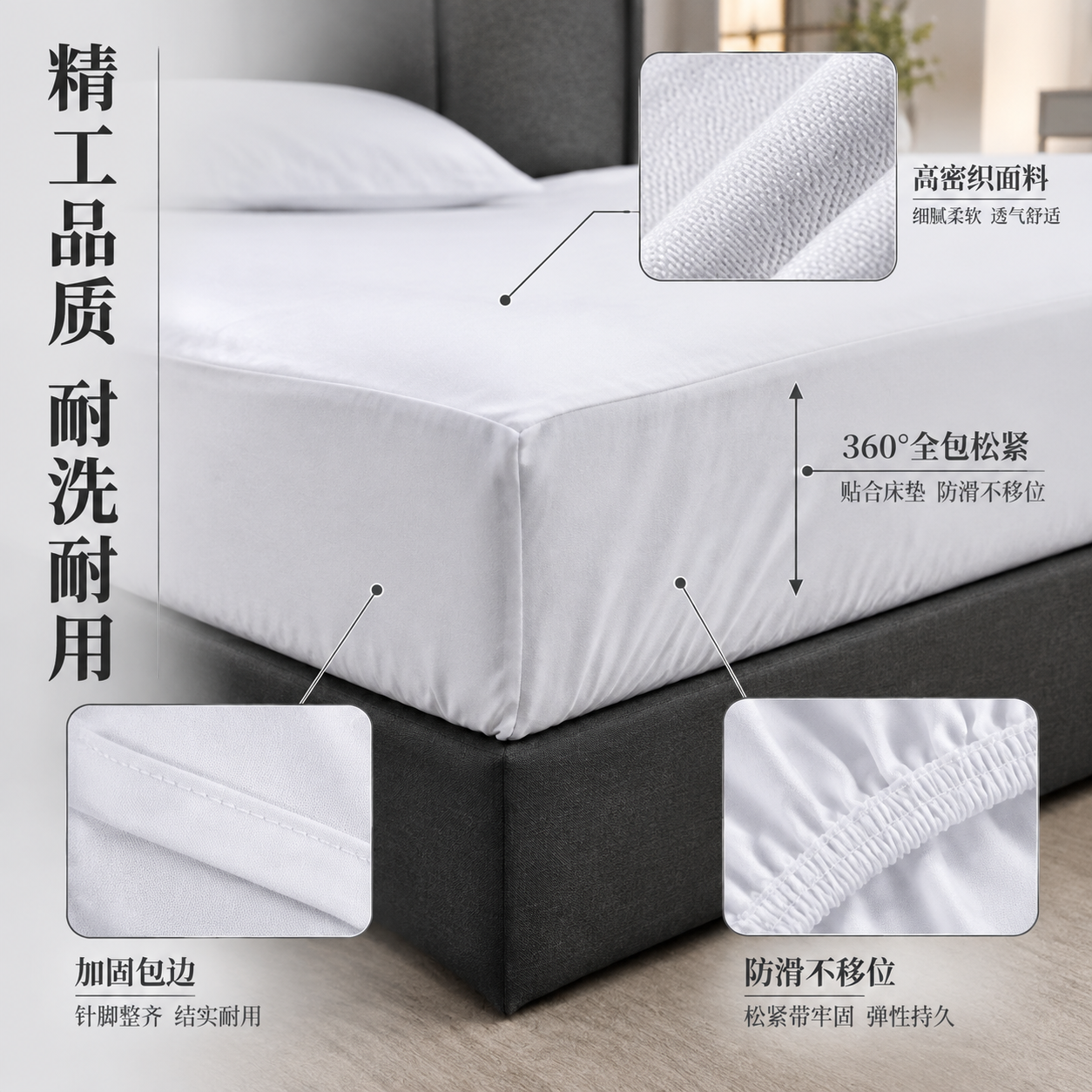 [主图-3] 床笠面料材质与工艺细节展示图，突出品质与做工。… - 图片创意预览