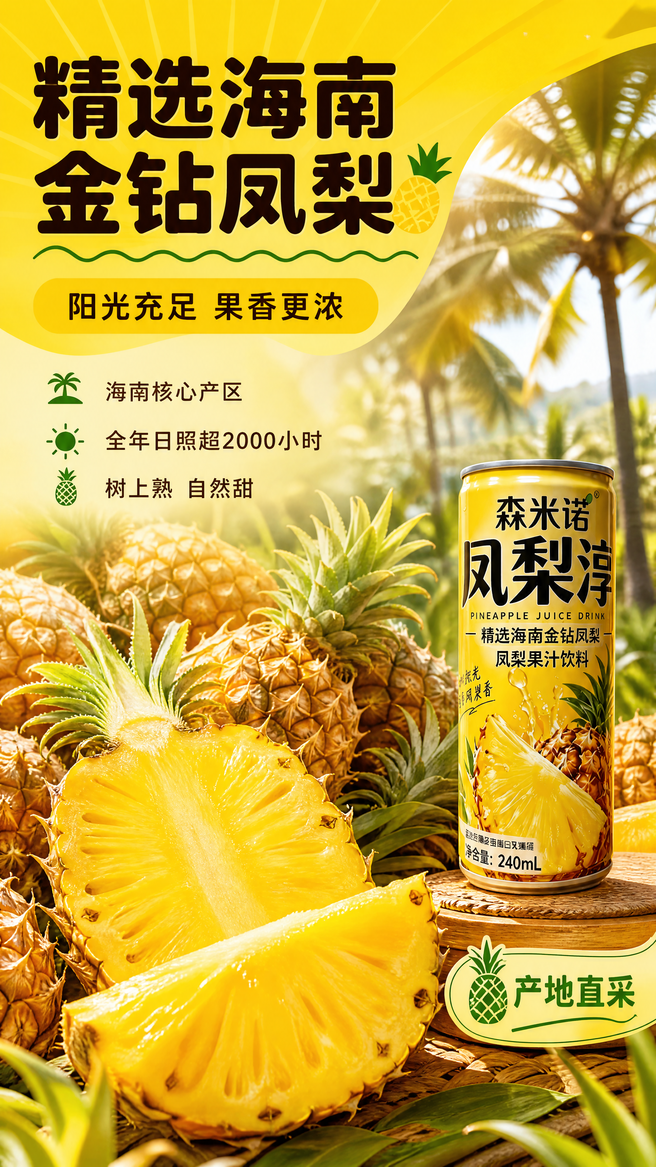 [商品] 使用【图1】森米诺凤梨淳细长易拉罐；保留罐体细长比例… - 图片创意预览