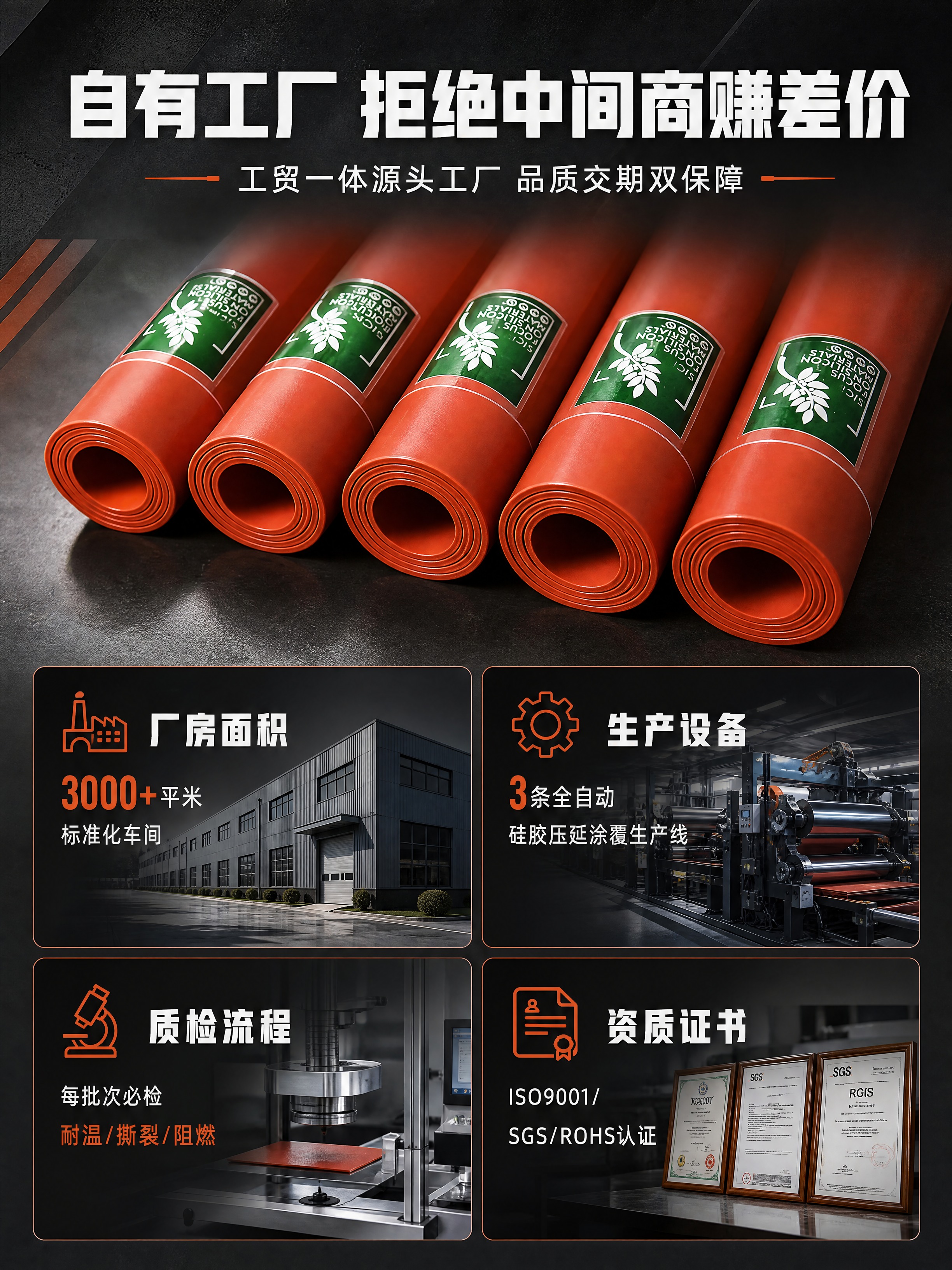 [商品] 使用【图5】橘红色硅胶板卷装5卷并排产品；保留卷装形… - 图片创意预览