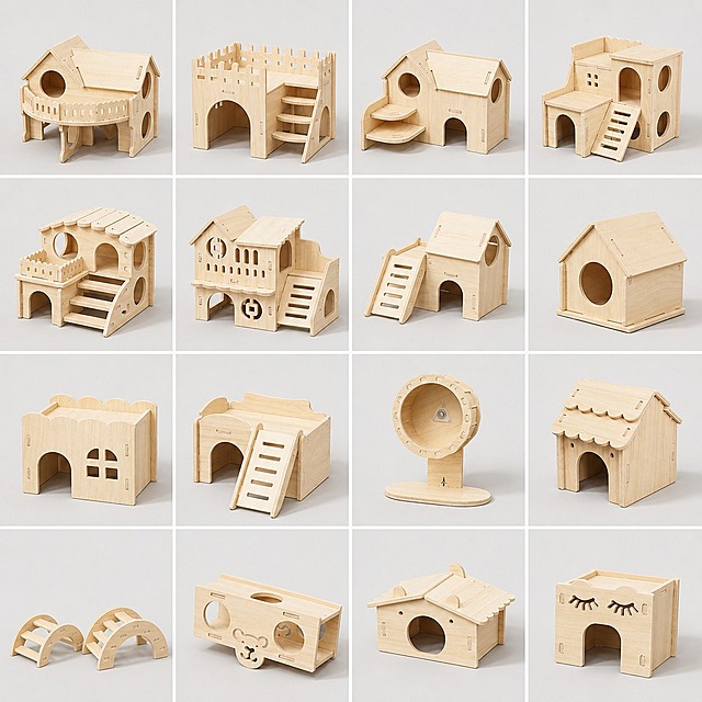 将图片整体风格改为参考图2的简约3D渲染风格：背景改为纯净浅灰色，去掉蓝天和绿色草地，产品保持原木材质质感，光影柔和均匀，产品的造型、结构、4行4列的网格排版布局完全保持不变，仅替换背景和整体渲染风格