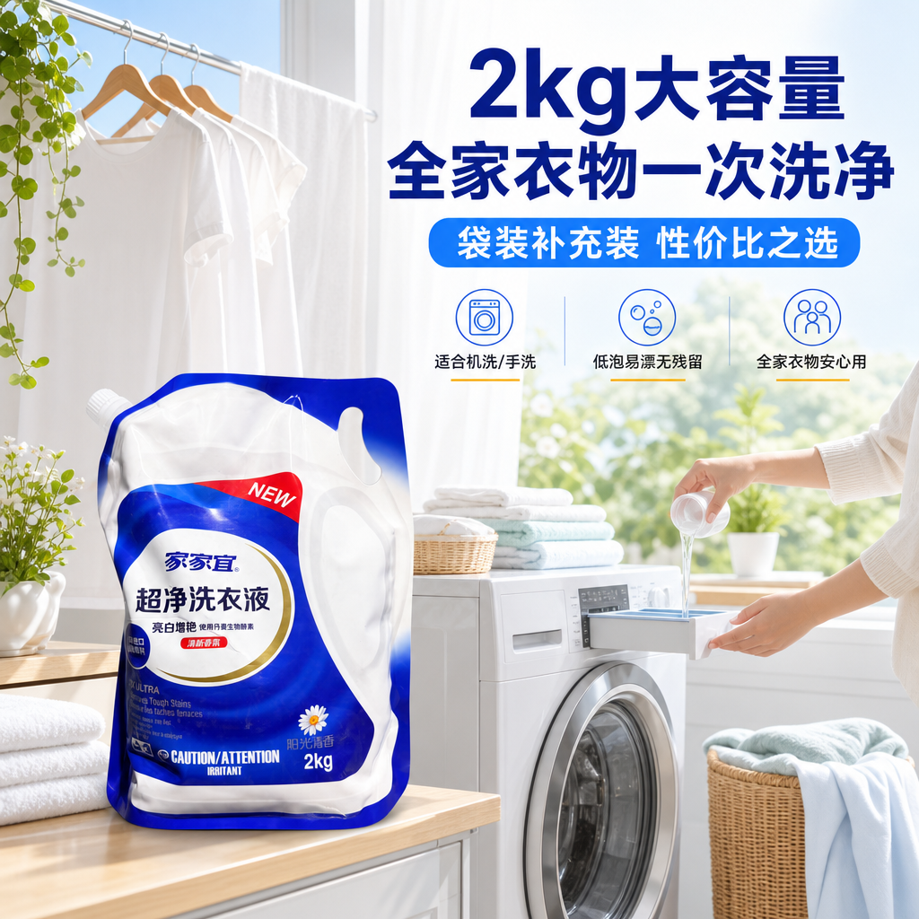 [商品] 使用【图1】家家宜超净洗衣液2kg袋装；保留包装原貌… - 图片创意预览