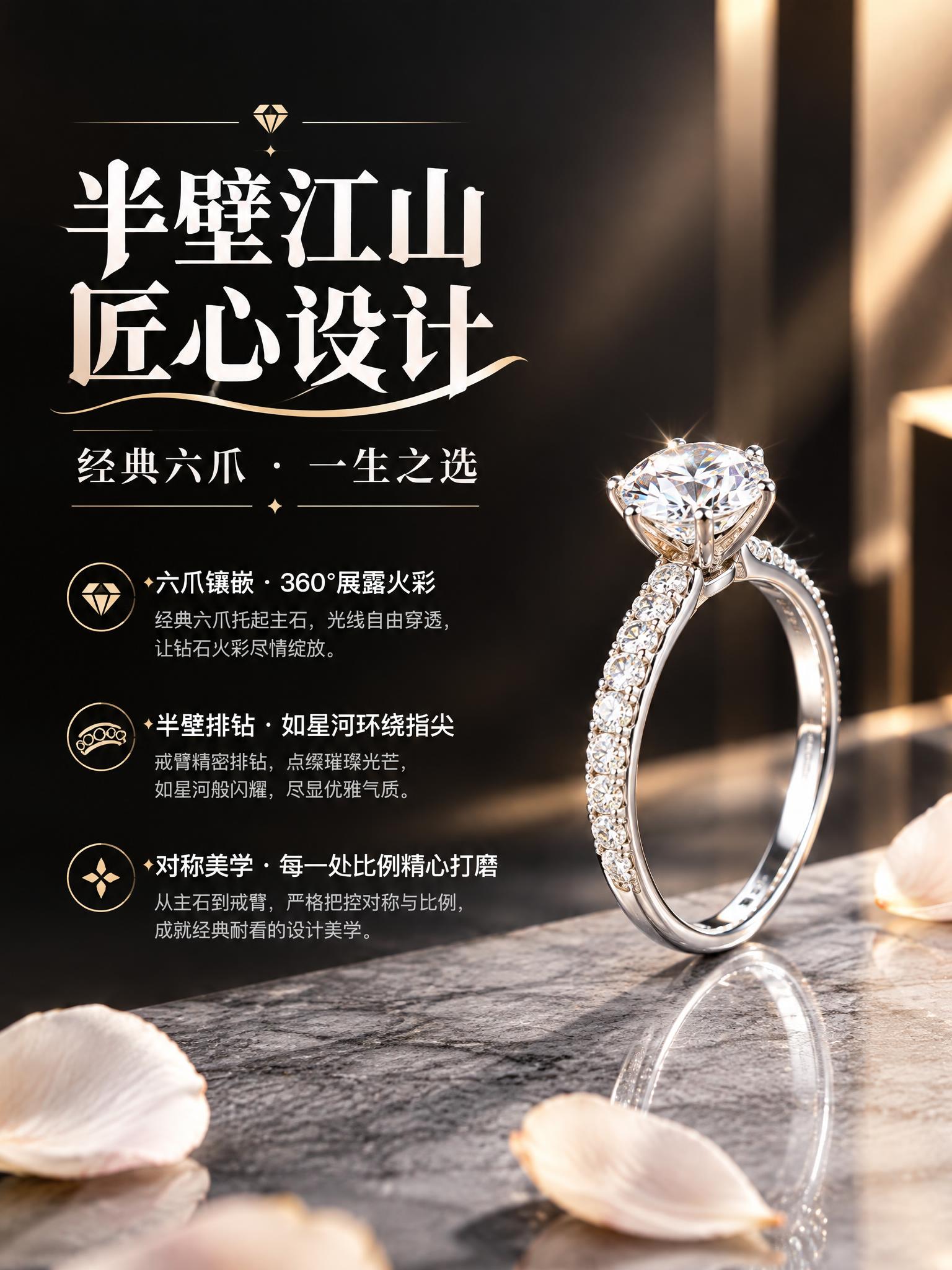 [商品] 使用【图5】1克拉六爪培育钻女戒侧颜角度；保留六爪镶… - 图片创意预览