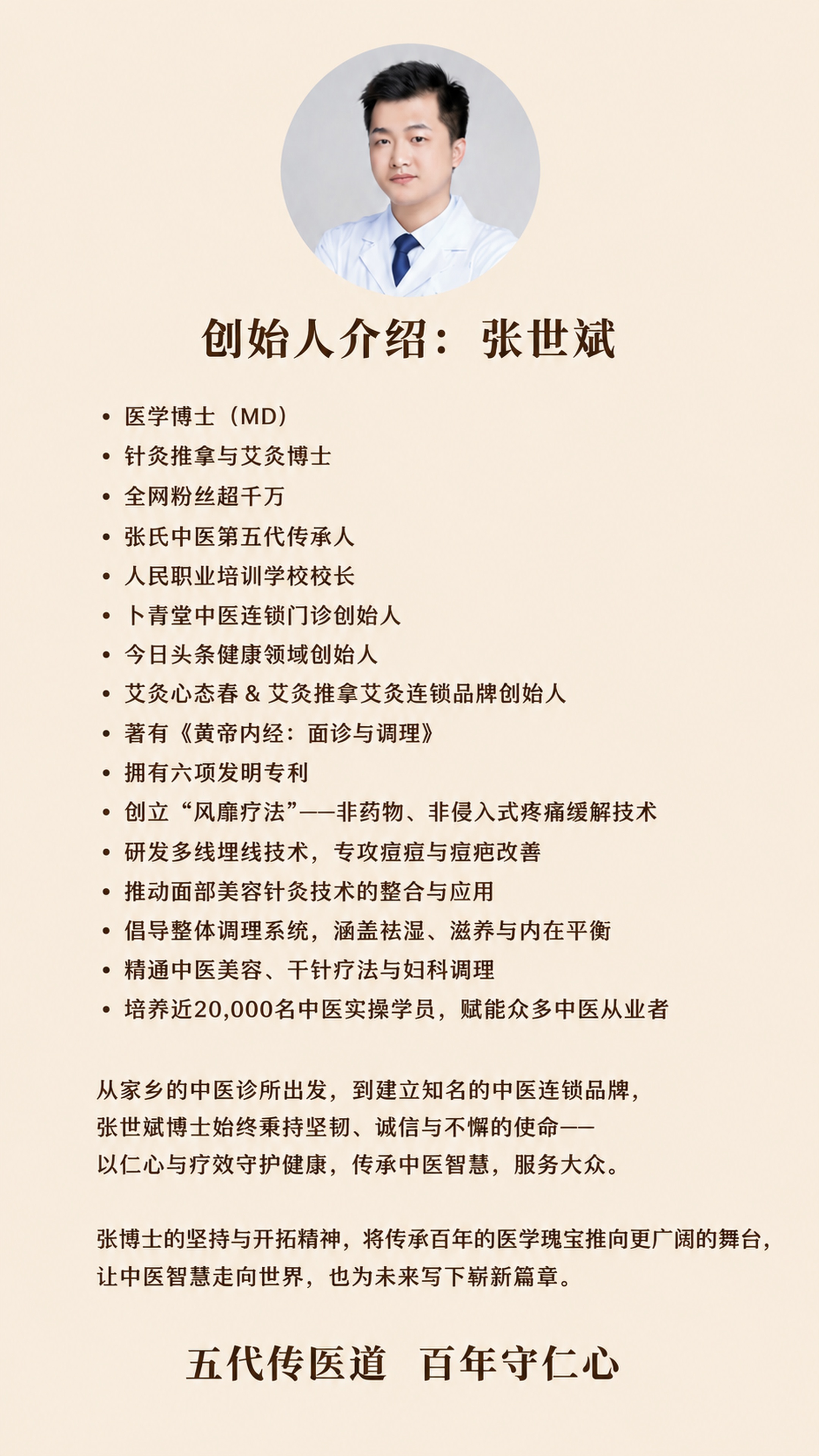 [第2屏] 品牌创始人介绍屏，卜青堂中医连锁门诊创始人展示。本… - 图片创意预览