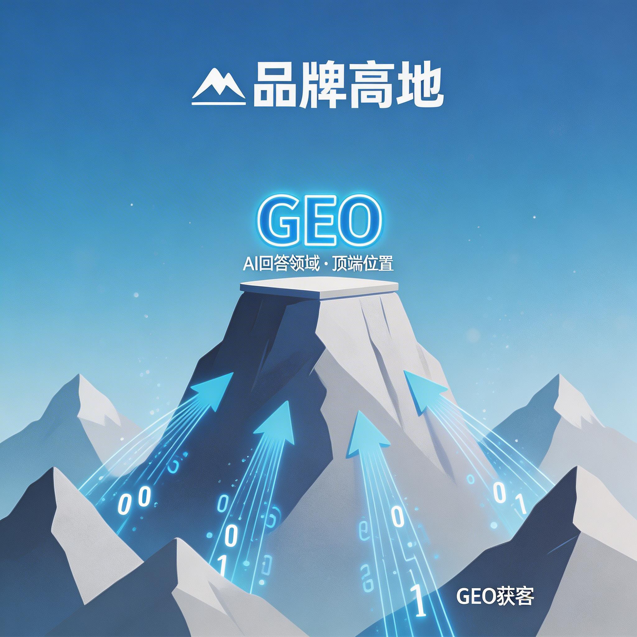 品牌高地抢占概念图，GEO获客帮助品牌在AI回答领域占领顶端位… - 图片创意预览