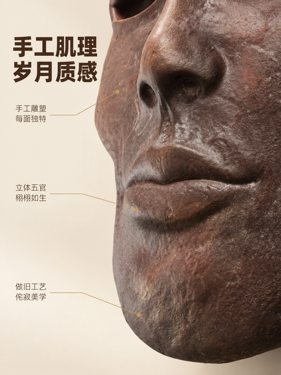 [商品] 使用【图1】复古做旧人脸面具细节特写；保留面具鼻子、… - 图片创意预览