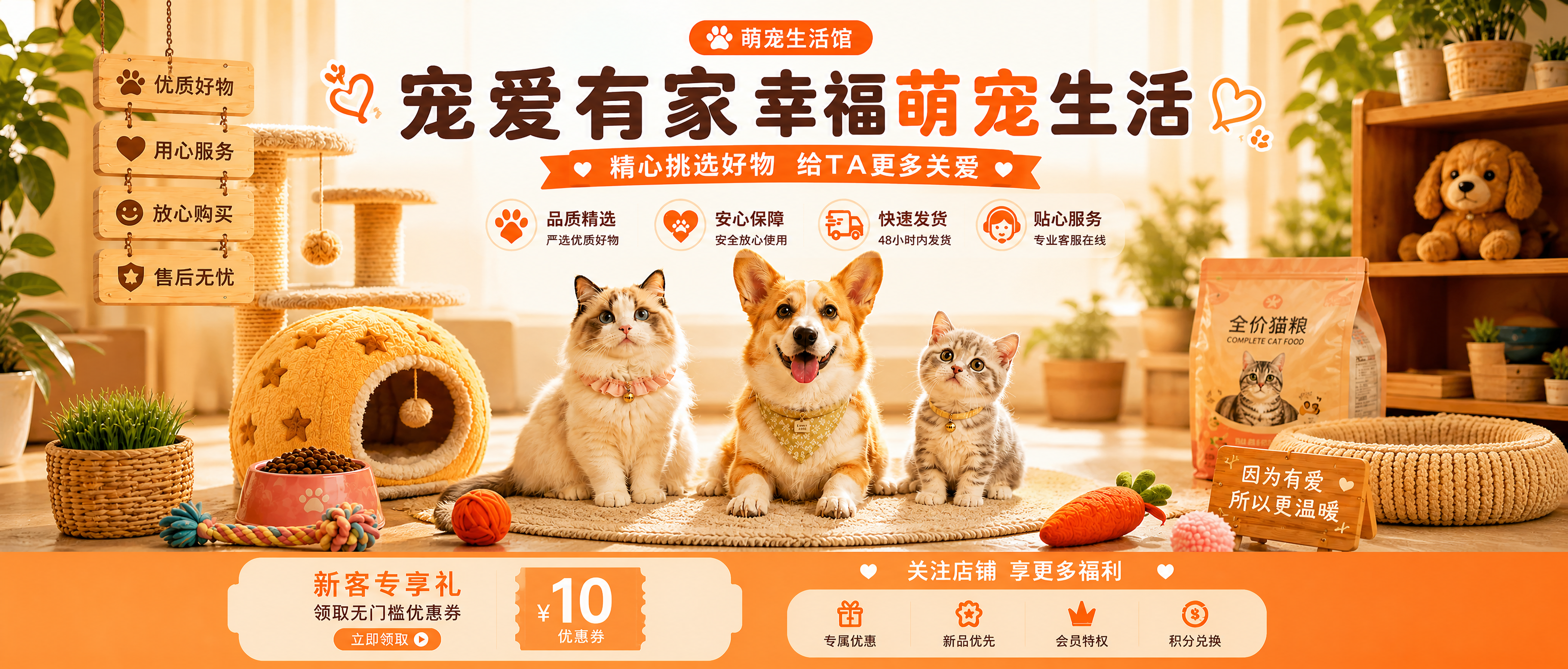 参考图中的萌宠生活馆海报，保持所有文字内容、布局结构、配色风格… - 图片创意预览