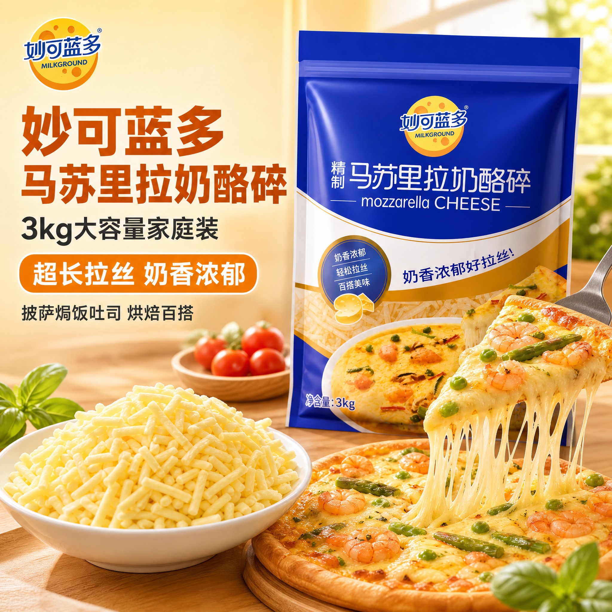 [主图-1] 首图点击率图，主题为妙可蓝多马苏里拉奶酪碎3kg… - 图片创意预览