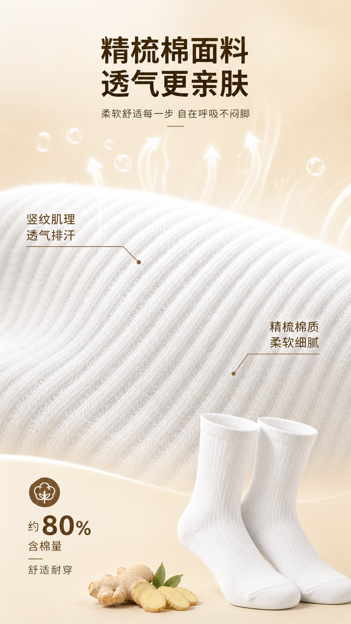 [商品] 使用【图1】棉立方生姜养足抗菌消臭中筒袜白色款；保留… - 图片创意预览