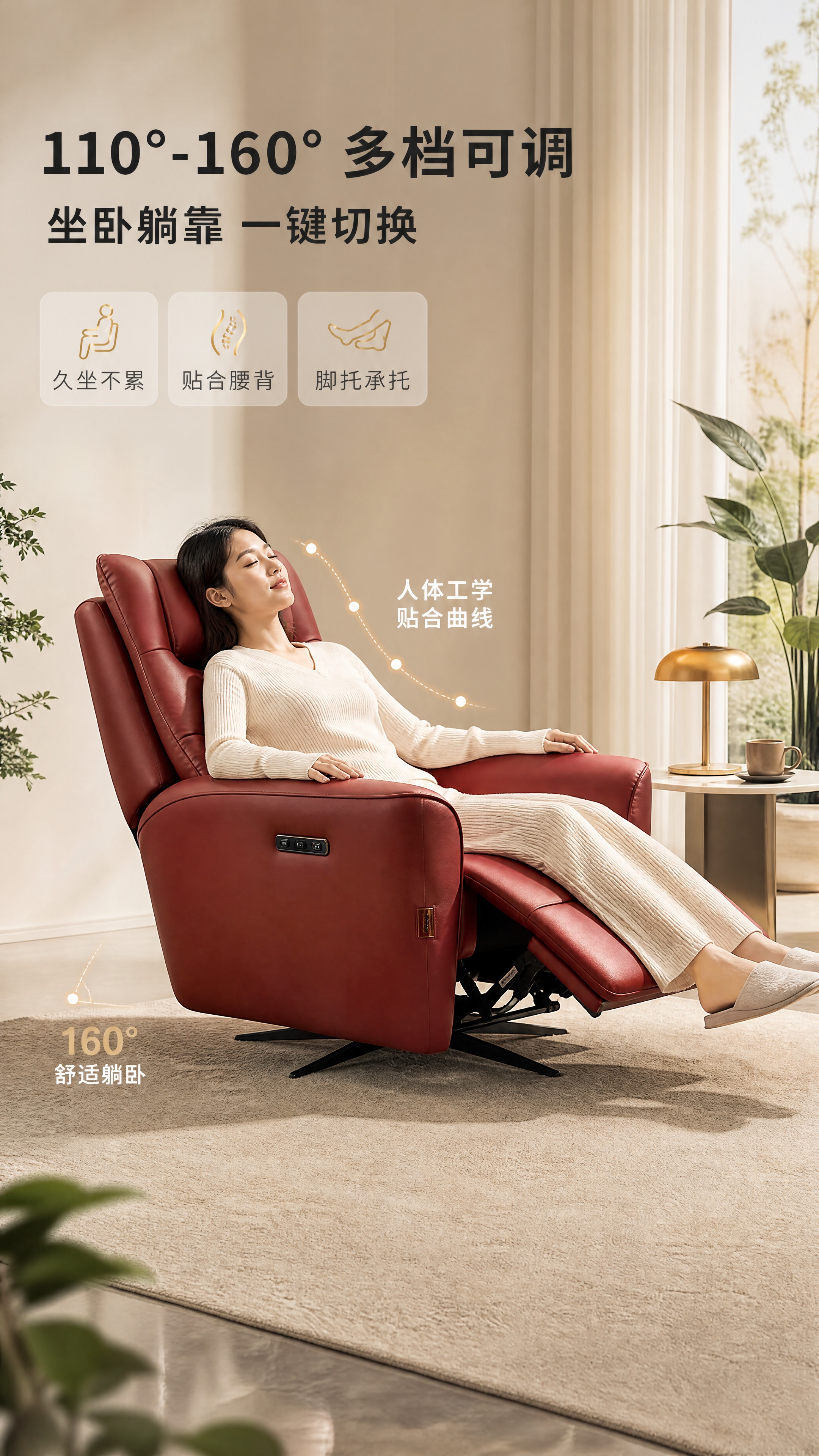 [商品] 使用【图1】酒红色单人功能沙发椅；保留整体结构、酒红… - 图片创意预览