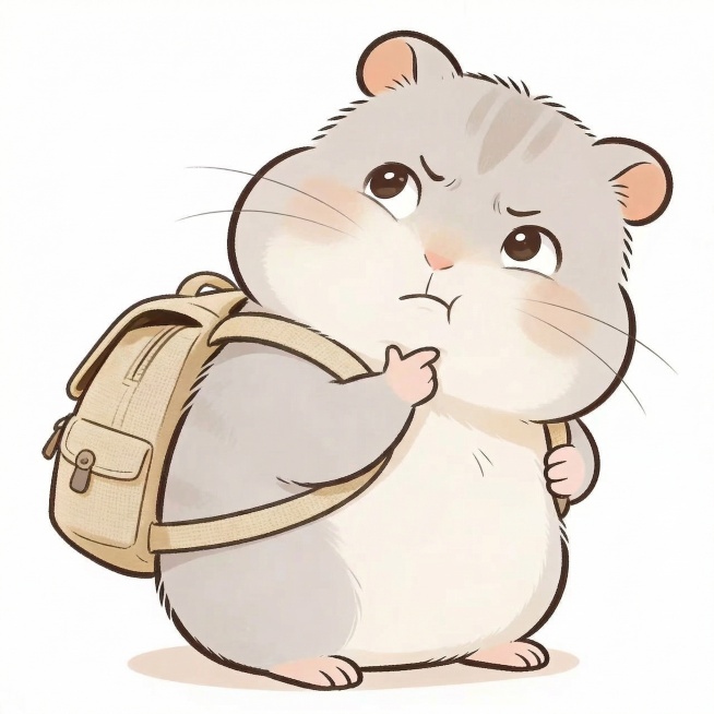 参考上传的仓鼠形象，绘制思考表情的卡通仓鼠表情包，无任何文字标签，保持原可爱画风，白色背景预览效果