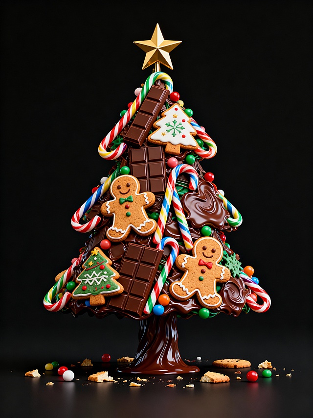 糖果棒、巧克力、姜饼饼干、饼干人