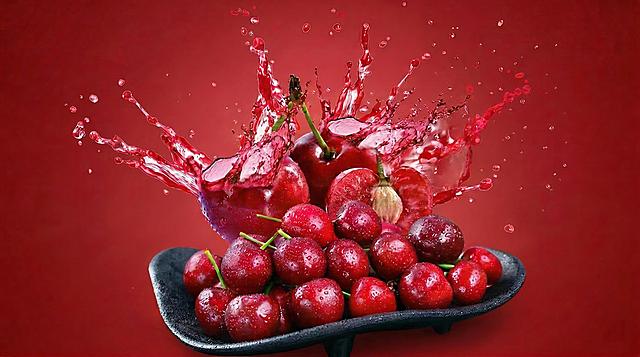 再图中适当增加一些金色速度感光线 环绕樱桃