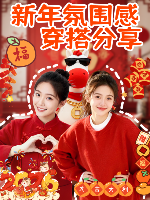 春节好物推荐通用喜庆感小红书封面预览效果