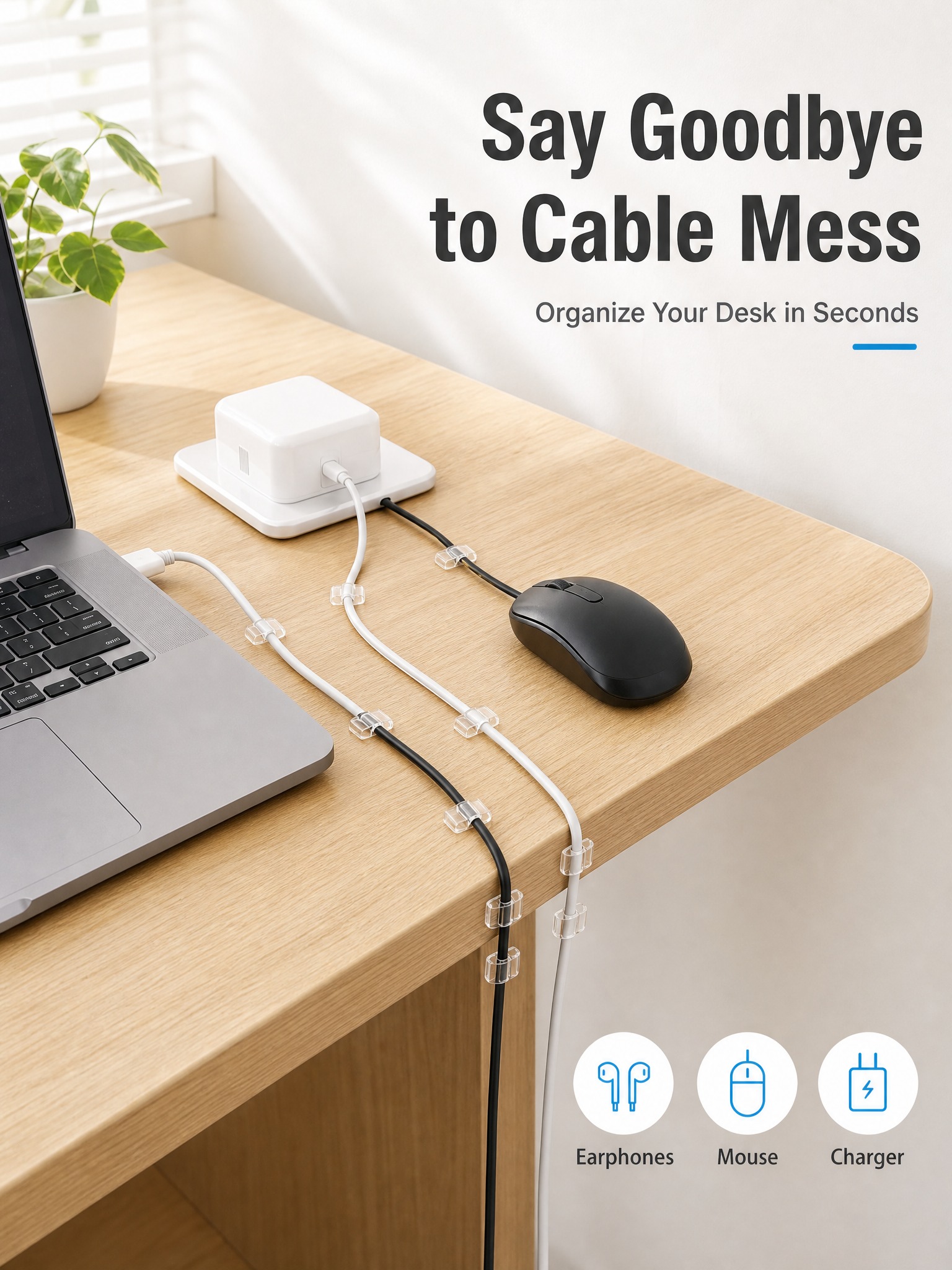 [主图-2] Clear Cable Clips with S… - 图片创意预览