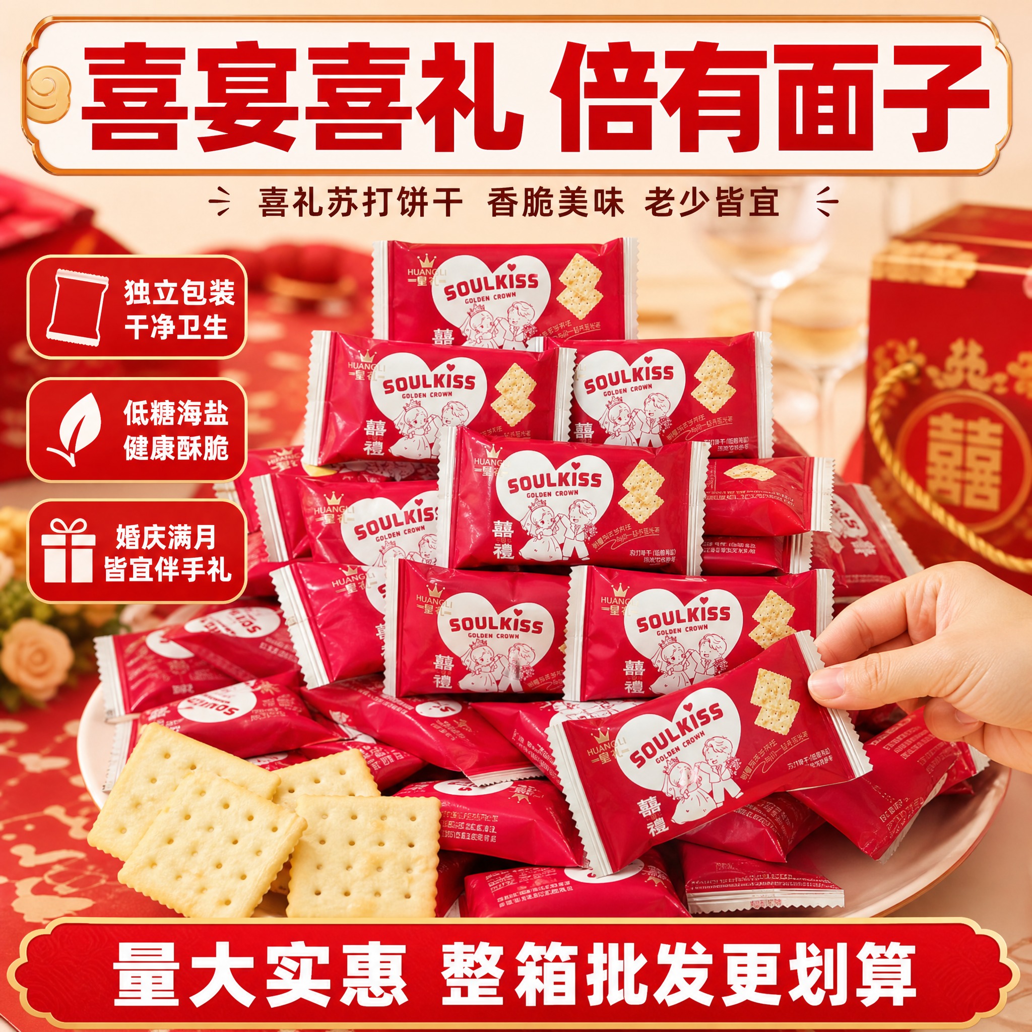 [主图-2] 拼多多喜礼苏打饼干卖点图，突出多场景适用与性价比… - 图片创意预览