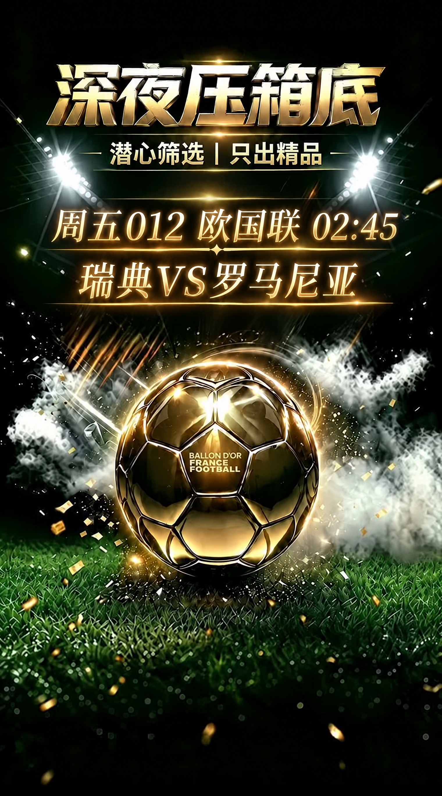 将中间的赛事文字排版调整为两行：第一行为“周五012 欧国联… - 图片创意预览