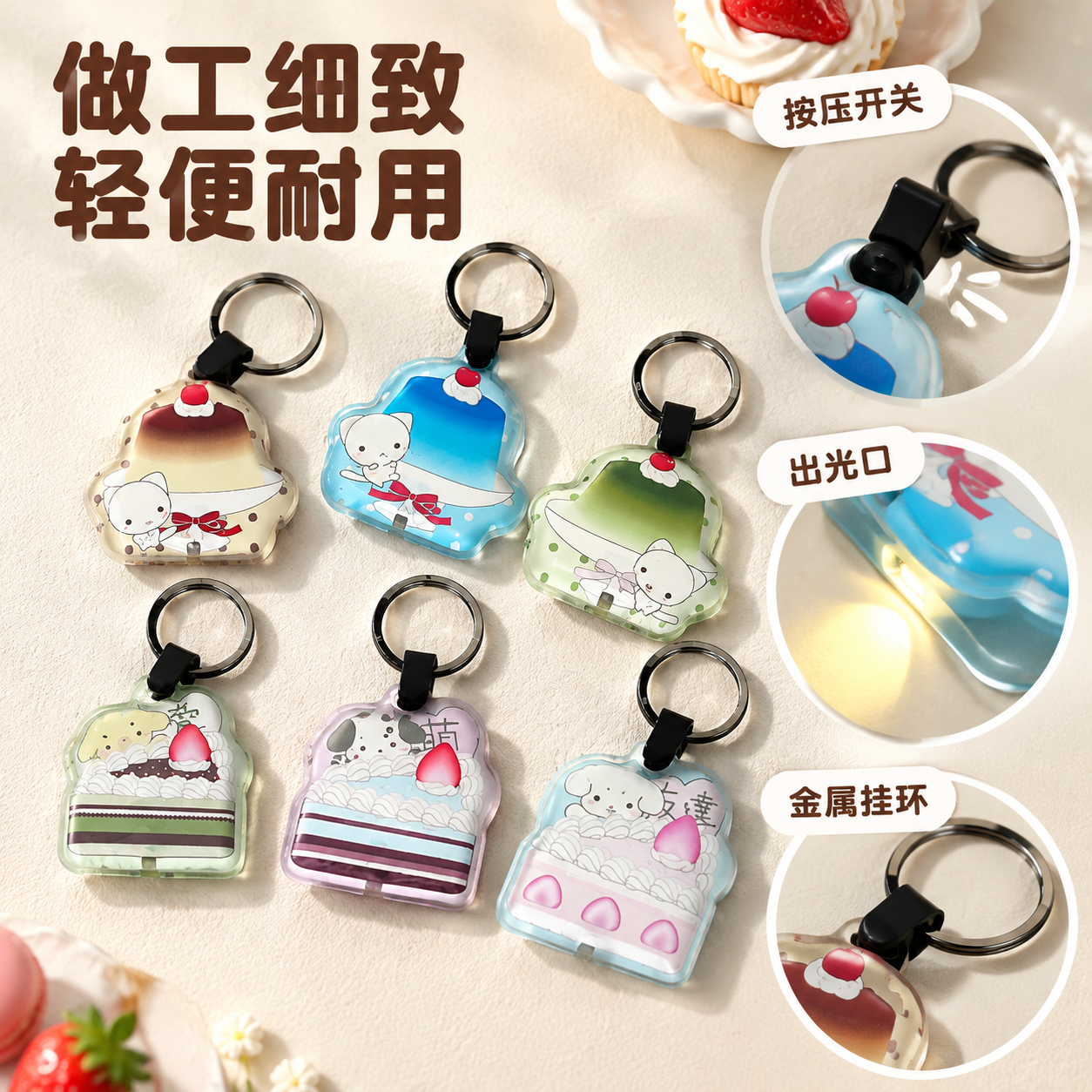 [主图-3] 材质细节图（中文版）：蛋糕造型 PVC 手电筒挂… - 图片创意预览