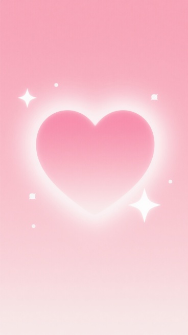 一张充满柔和浪漫氛围的背景图，整体采用从中心向外扩散的渐变效果，以淡粉色为基调，中心区域颜色稍深呈现出朦胧的心形轮廓，边缘逐渐过渡为更浅的粉色直至接近白色，心形轮廓边缘有一圈略深的粉色光晕增强层次感，画面中点缀着几颗大小不一的白色星星，其中一颗位于心形右下方较为明亮，整体风格呈现出数字艺术的平滑过渡质感，光影柔和均匀，营造出温馨甜蜜的氛围，构图简洁对称，视觉焦点集中在中央的心形图案上。预览效果