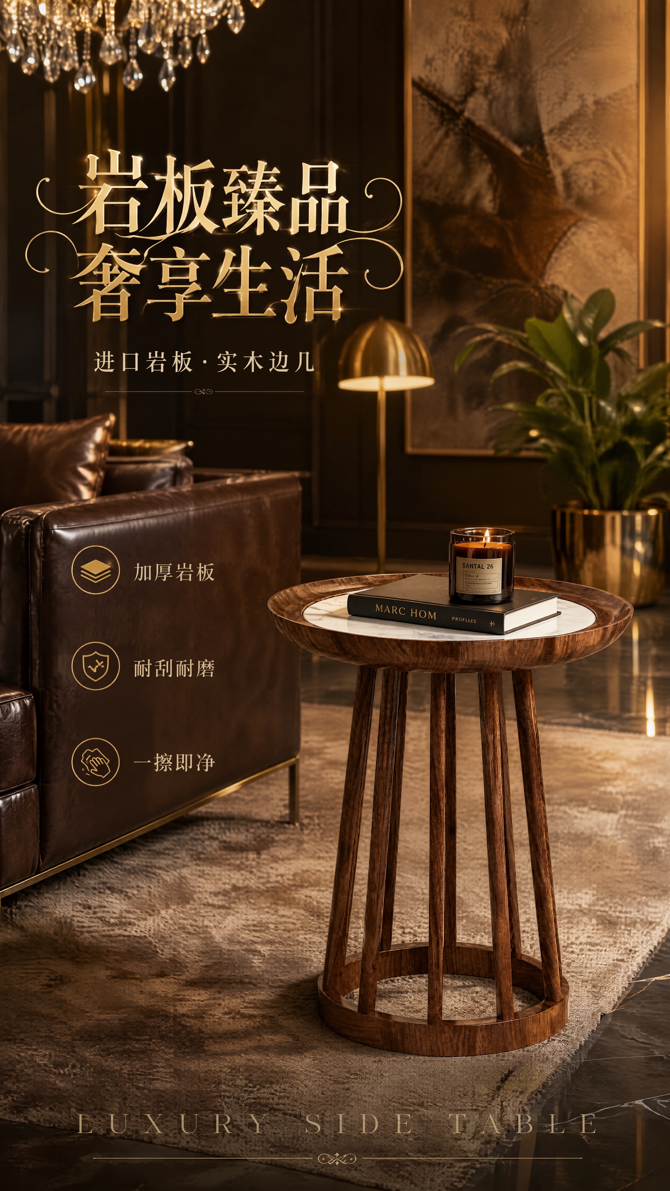 [第1张] 详情页头图-进口岩板实木边几奢华客厅主视觉海报。本… - 图片创意预览