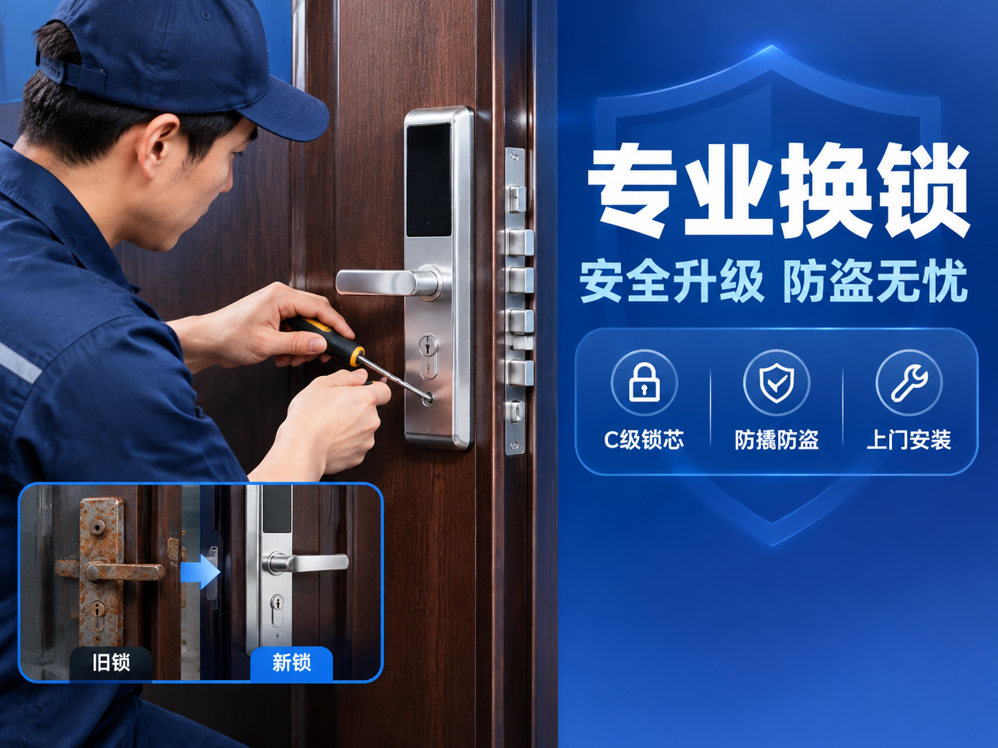 [主图-2] 换锁服务主题主图，核心任务是展示专业换锁服务，强… - 图片创意预览