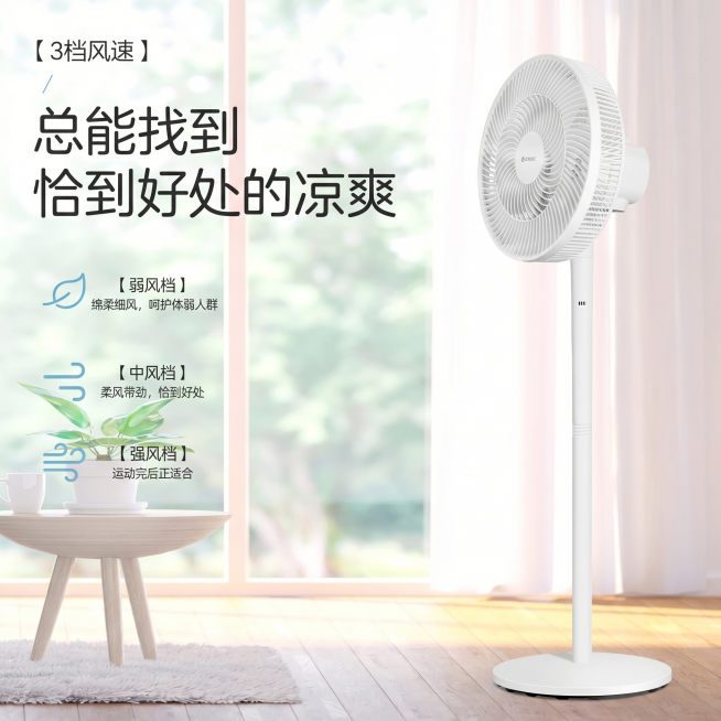 调整图片为800*800px正方形电商主图，保留原有电风扇产品和文字内容不变预览效果