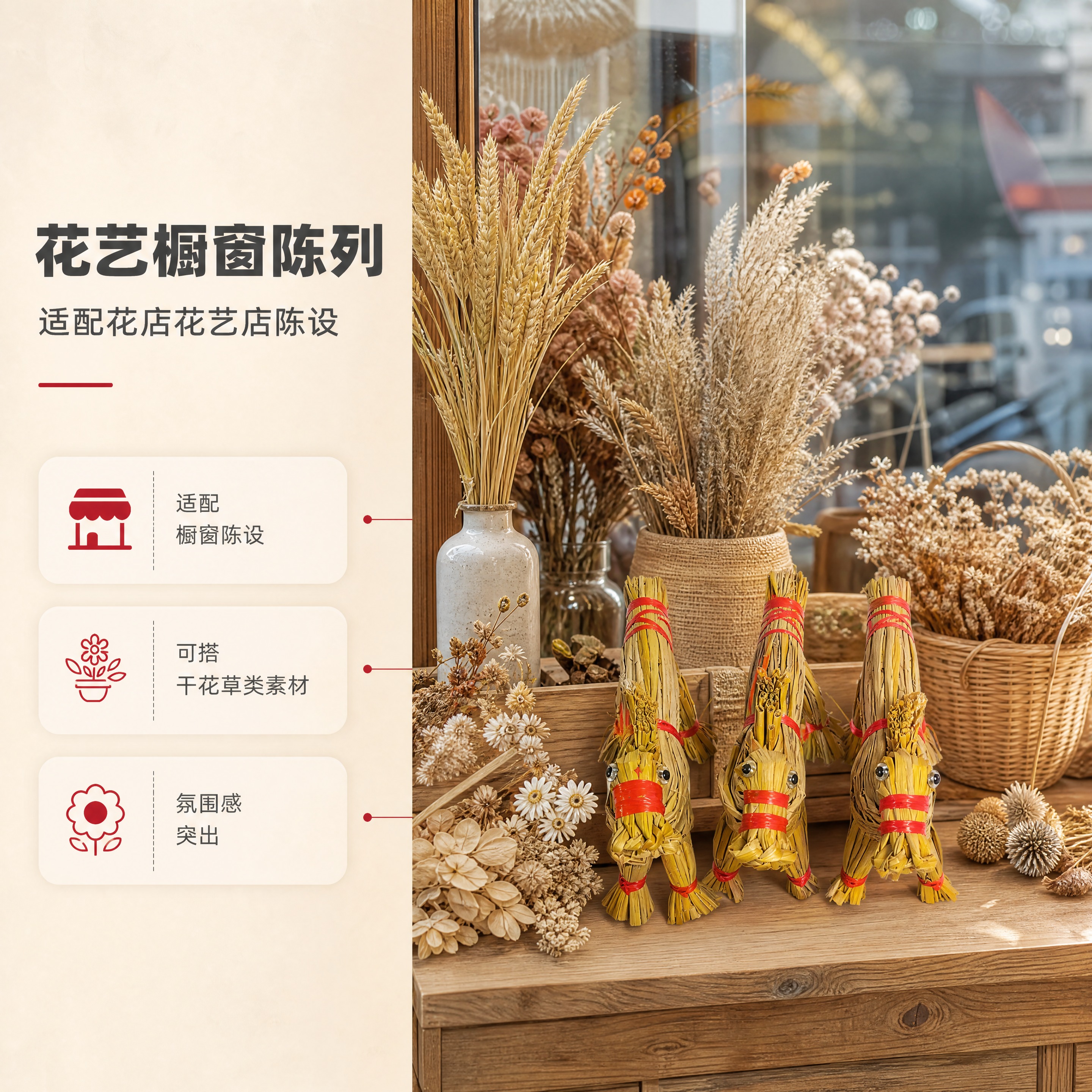 [商品] 使用【图2】红绳捆绑稻草马摆件（三只组合）；保留稻草… - 图片创意预览