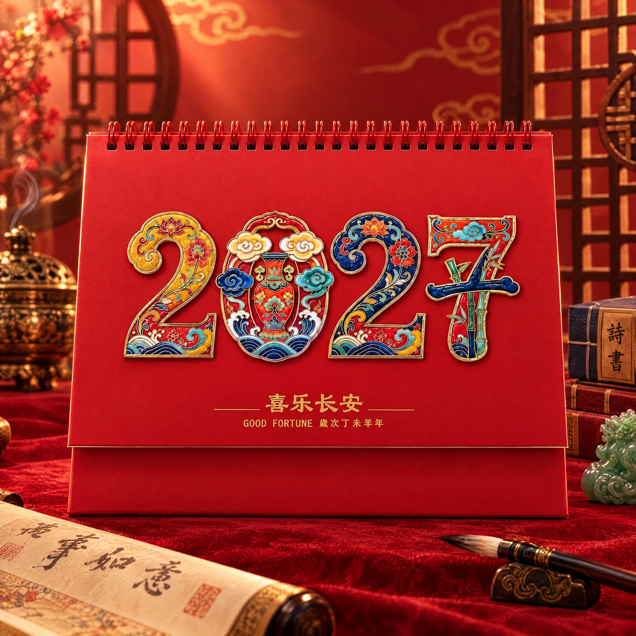 基于用户提供的喜乐长安款台历原图，生成一张产品选项图。严格保留… - 图片创意预览