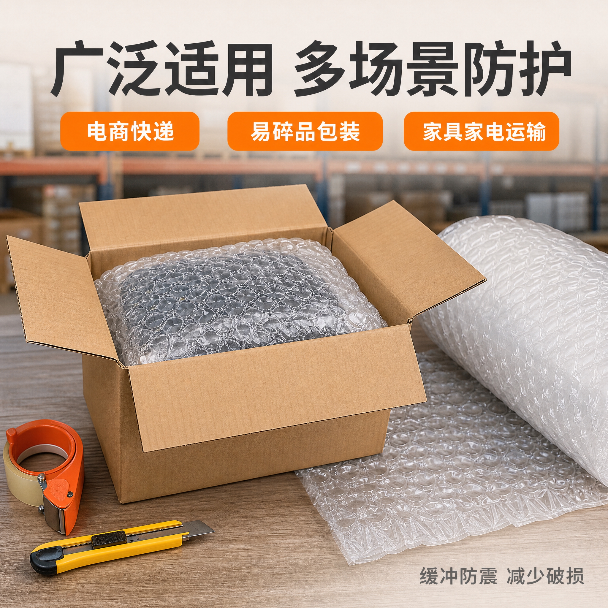 [主图-4] 葫芦膜气泡垫应用场景图 展示快递打包实际使用效果… - 图片创意预览