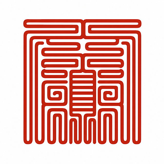 干净的纯白色背景。平面艺术字体设计，一个主体文字"廉"，九叠篆风格，笔画反复折叠回旋层层堆叠，每个笔画都做多次均匀的弯折处理，形成规整的网格状折叠效果，结构繁复对称饱满，填满整个方形空间，具有宋代官印九叠篆的典型特征，庄重威严神秘，装饰性极强，笔画粗细均匀。仅包含1个字："廉"，不得增加、遗漏或替换任何一个字。文字整体必须完整呈现在画面内不可被裁切，四周留有安全边距。比例1:1。
