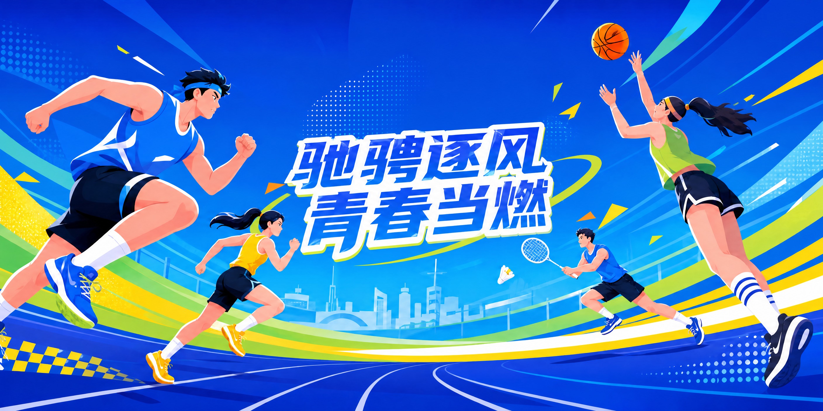 将这张运动主题海报的主标题"驰骋逐风 青春当燃"整体向下移动一… - 图片创意预览
