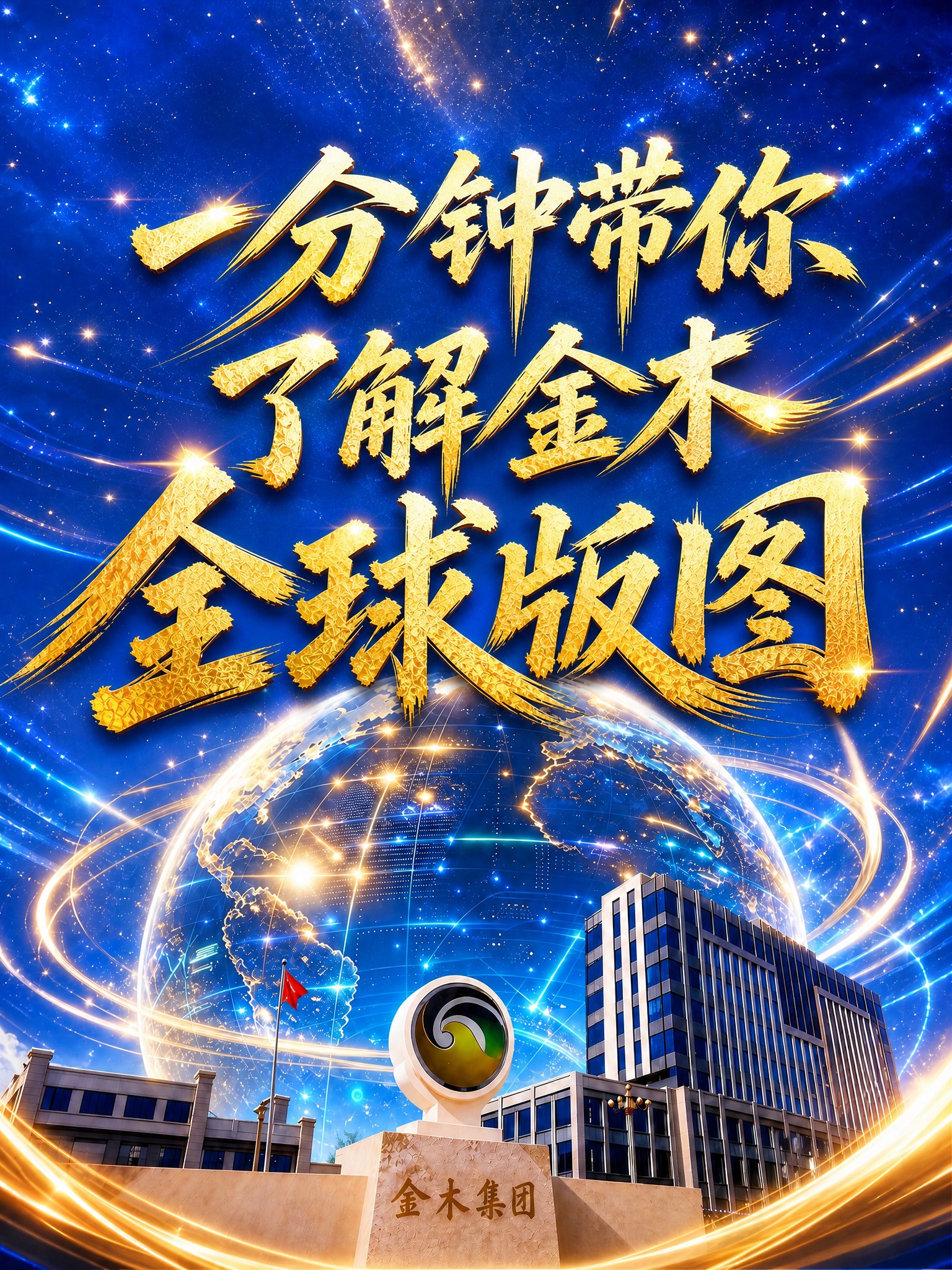 在保持原图整体风格、星空背景、金色光效环绕、地球、建筑、金木集… - 图片创意预览