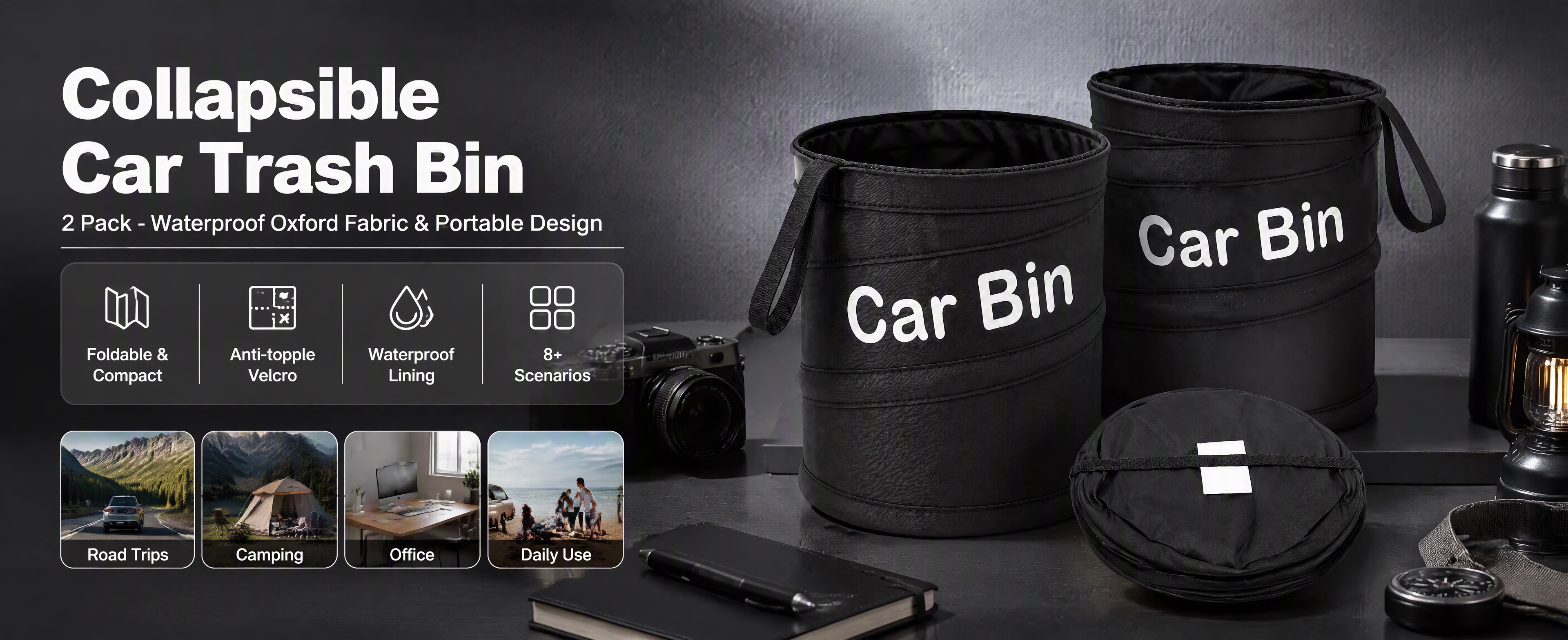 [商品] 使用【图1】【图3】黑色可折叠车载垃圾桶Car Bi… - 图片创意预览