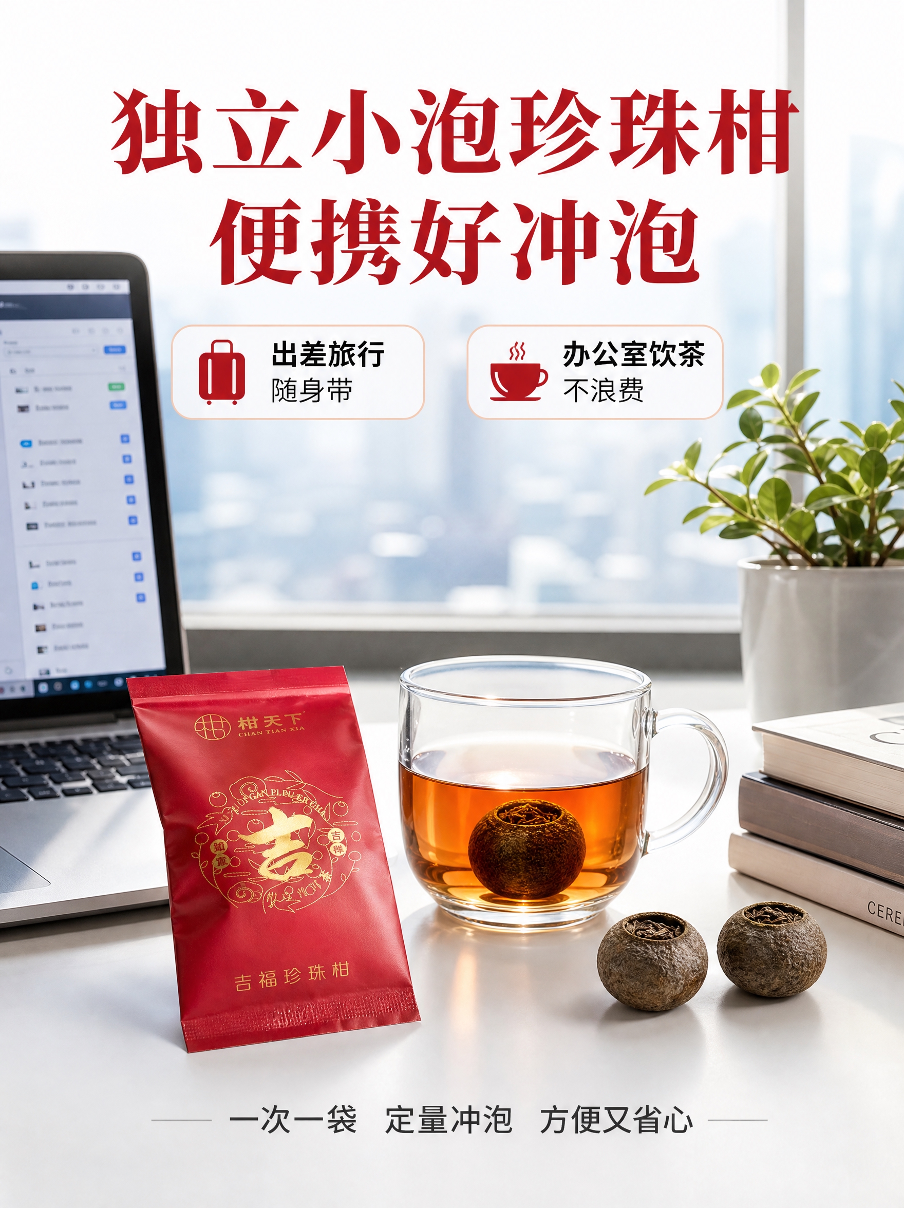 [有文字主图-4] 独立小泡便携卖点，办公桌面场景，突出方便携… - 图片创意预览