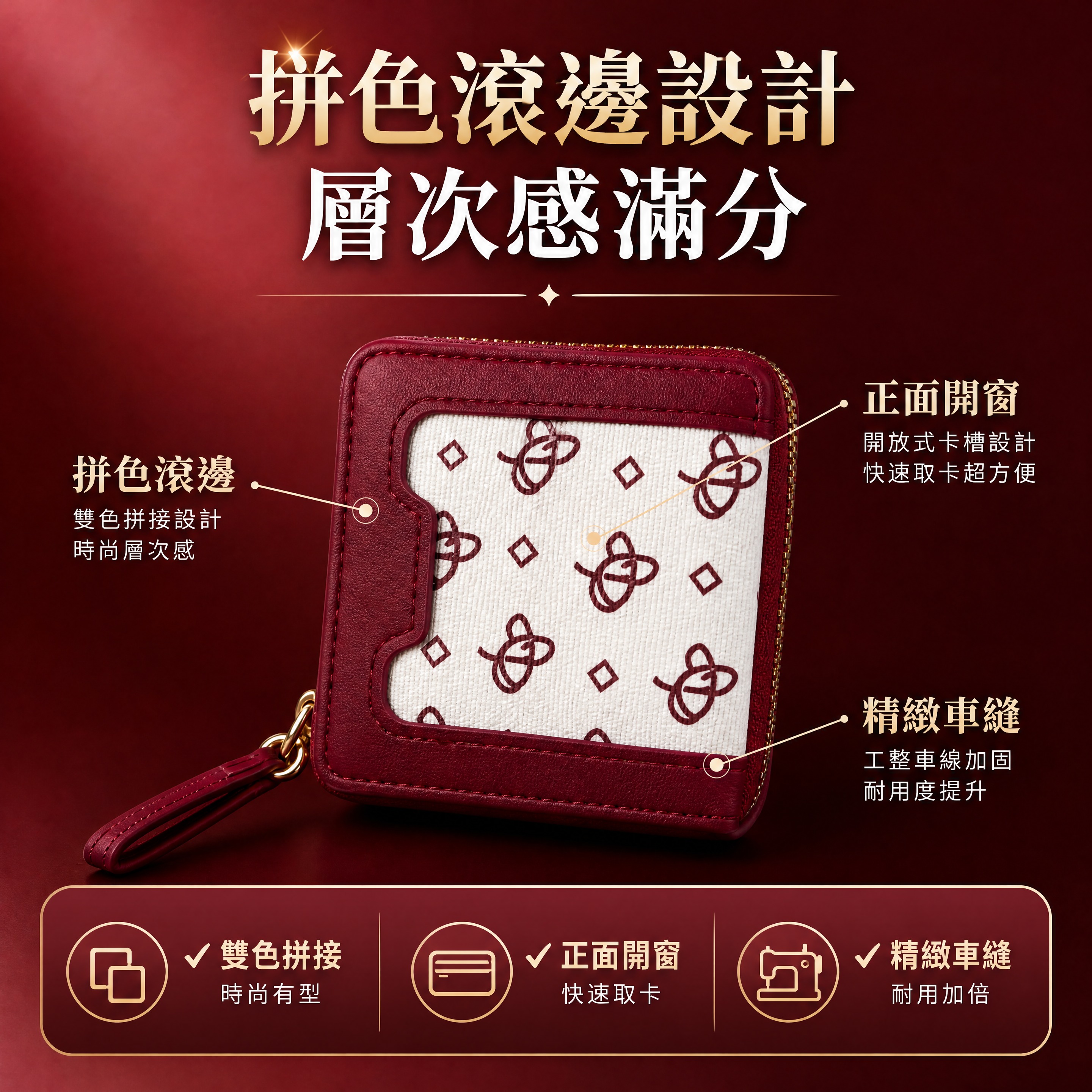 虾皮台湾站电商详情页，1:1正方形，4K超清，卖点页：拼色滚边… - 图片创意预览